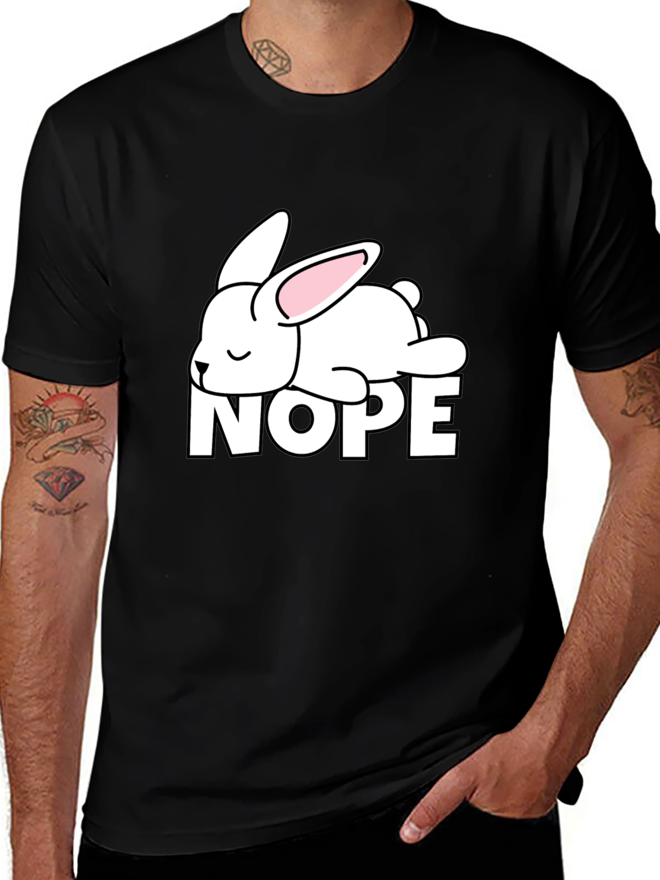 Variant 16 of Nope Lazy Bunny T-Shirt - Soft Cotton, Relaxed Fit
