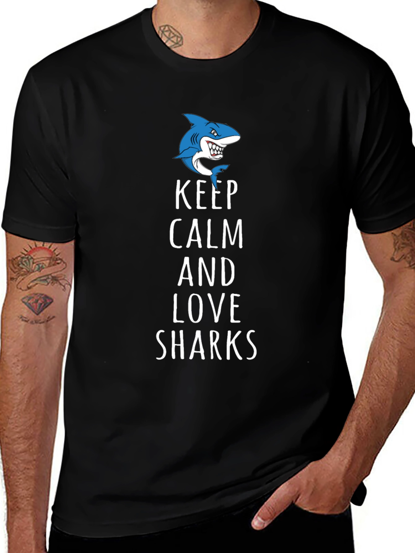 Keep Calm & Love Sharks Graphic T-Shirt