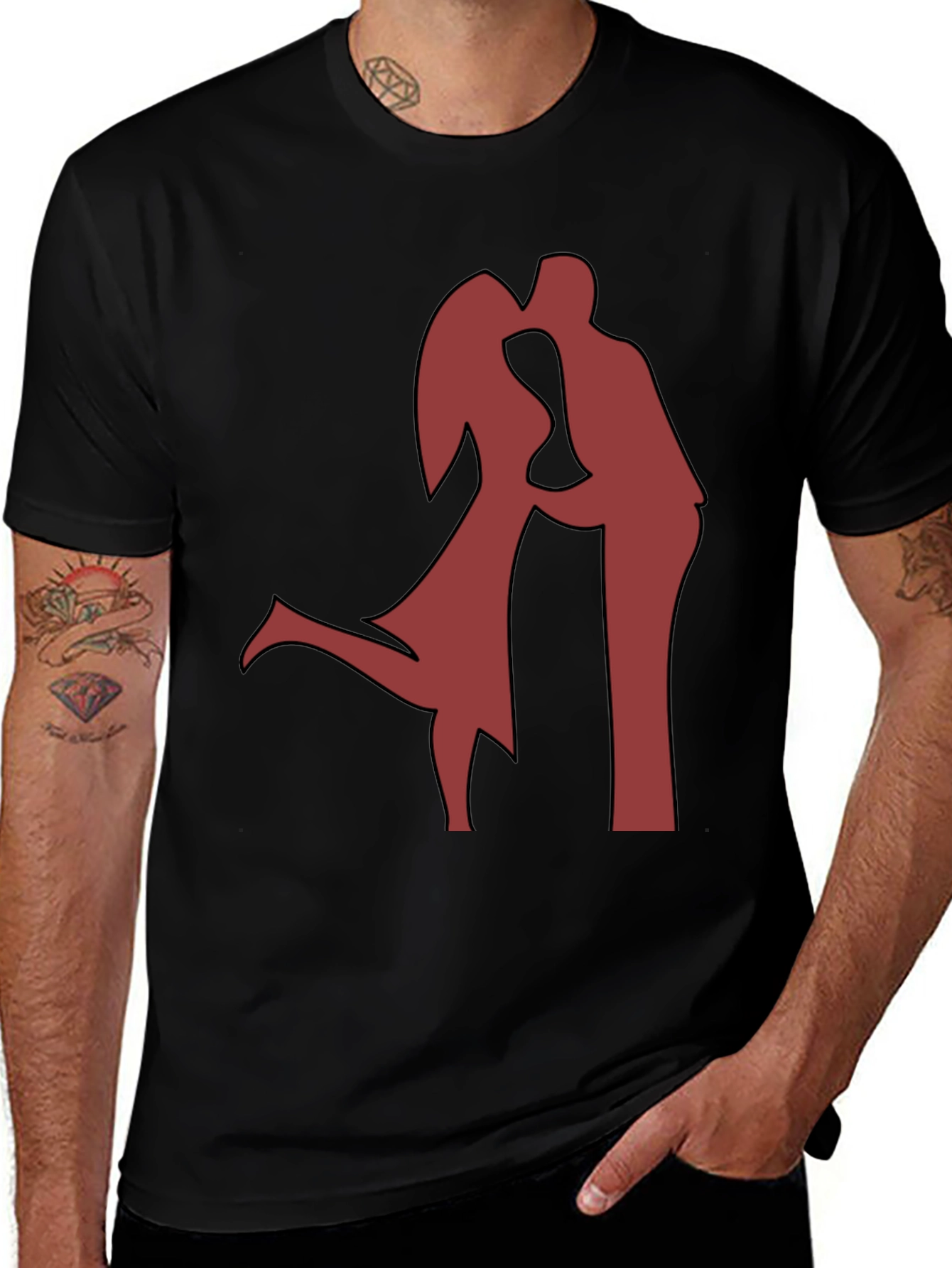 Variant 19 of Silhouette Kiss Graphic Tee - Romantic Black T-Shirt
