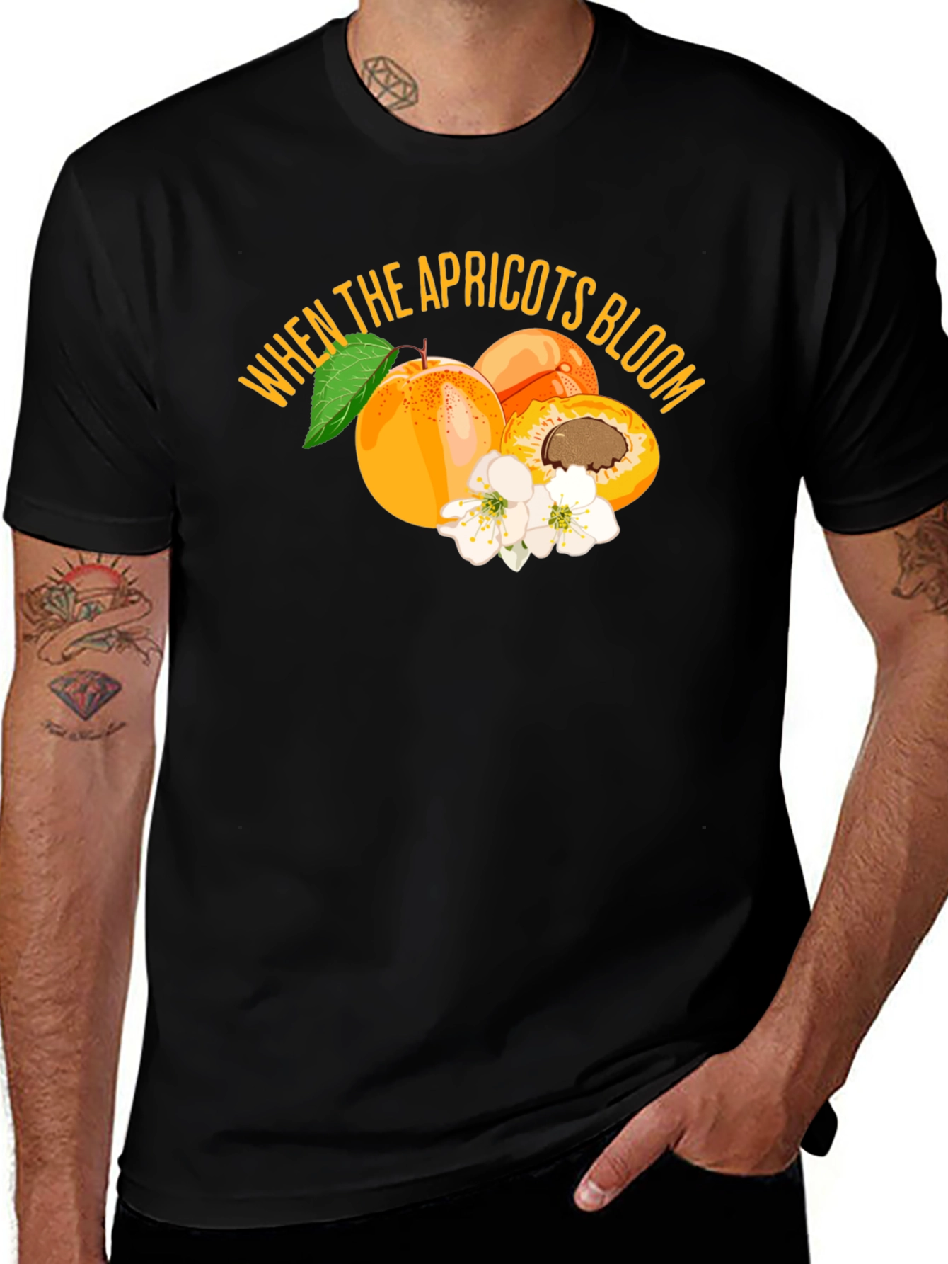 Variant 6 of Apricot Bloom Graphic Tee - Stylish Fruit Design T-Shirt
