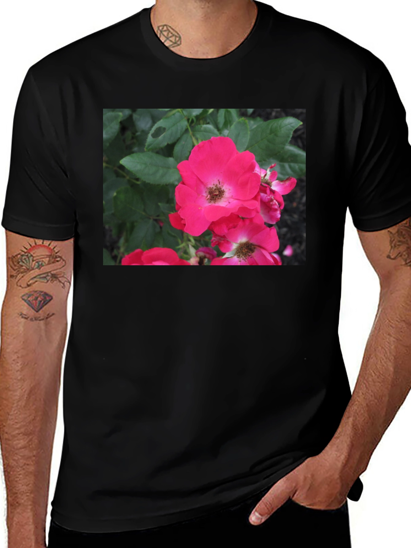 Variant 21 of Floral Print Black T-Shirt