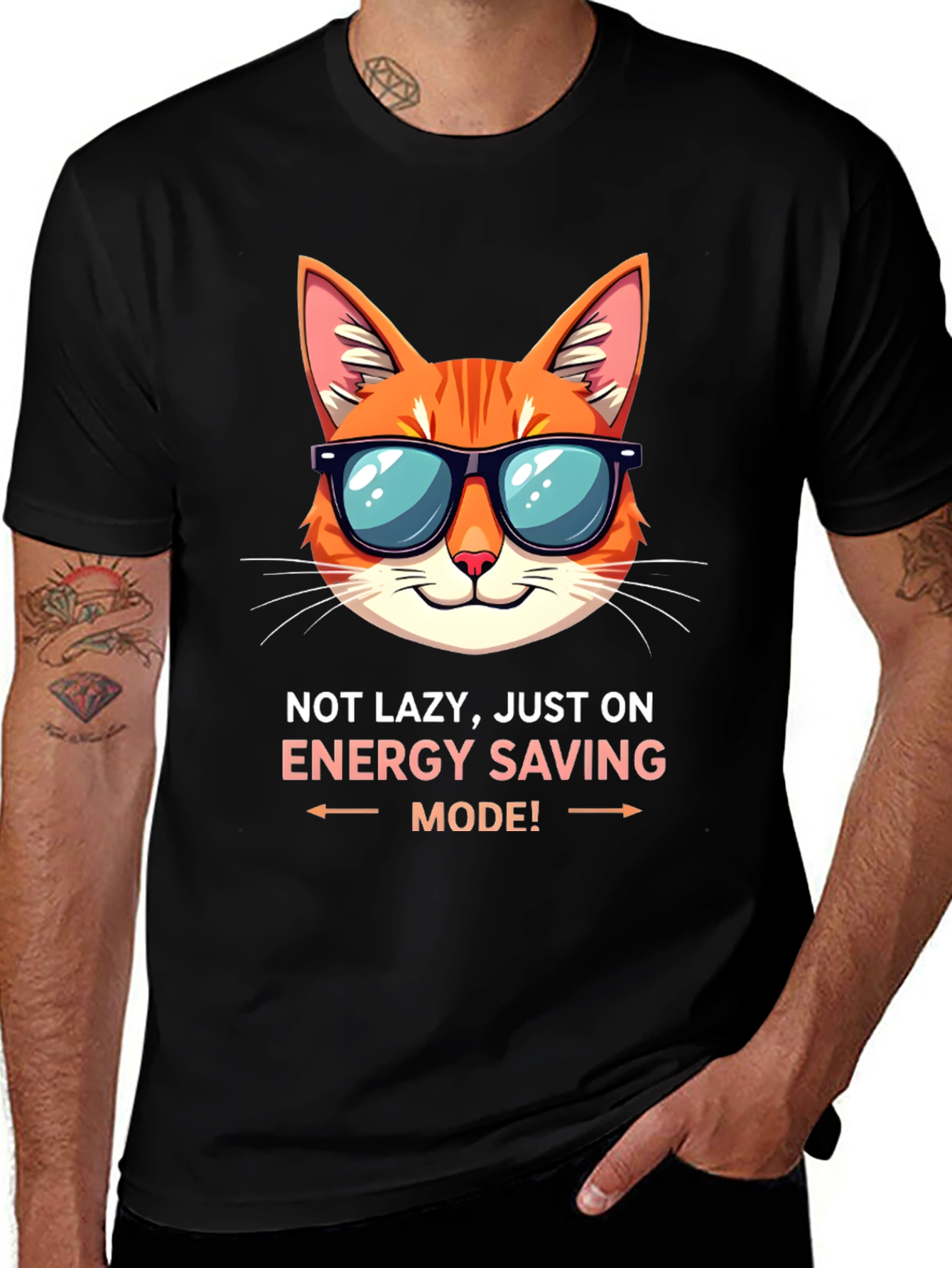Funny Cat Energy Saving Mode T-Shirt