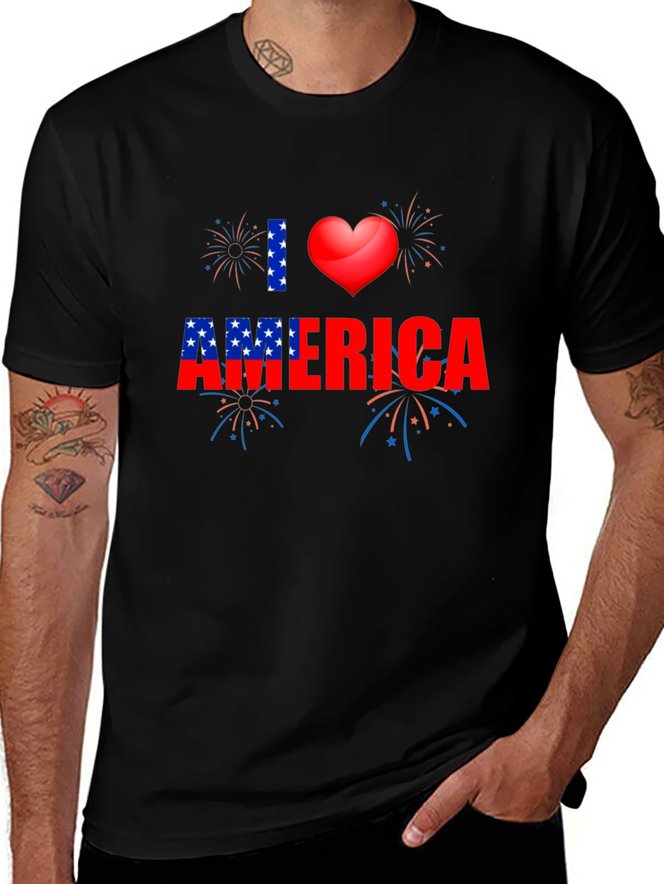 Variant 27 of Patriotic "I Heart America" Black T-Shirt