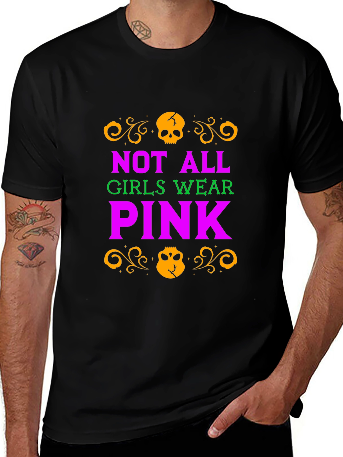 Variant 13 of Not All Girls Wear Pink Skull Graphic T-Shirt