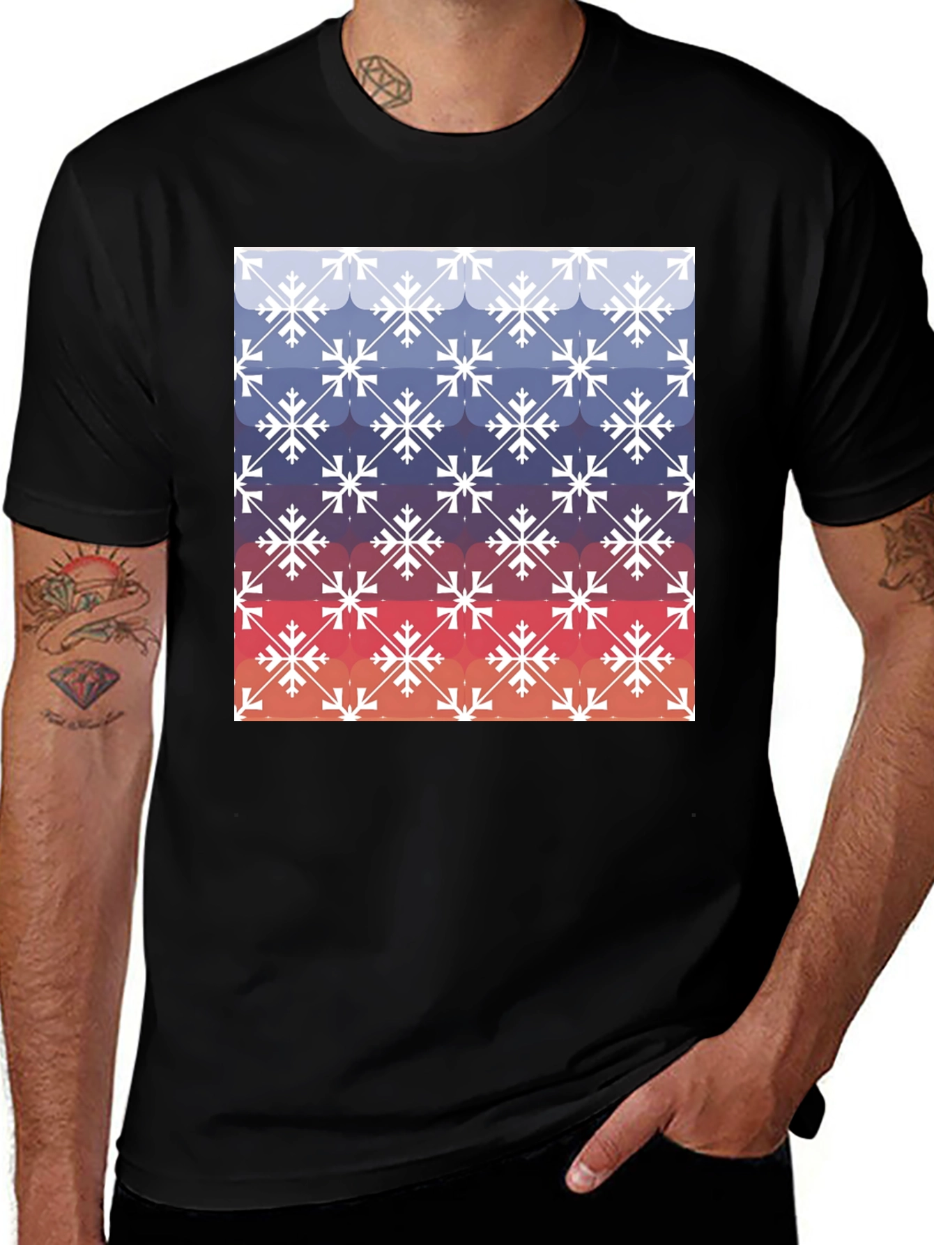 Variant 4 of Snowflake Pattern Tee - Gradient Winter Style