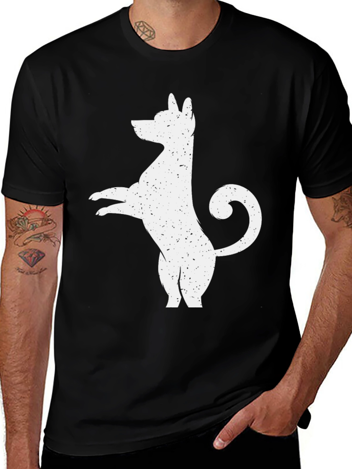 Variant 9 of Black T-Shirt with White Dog Graphic
