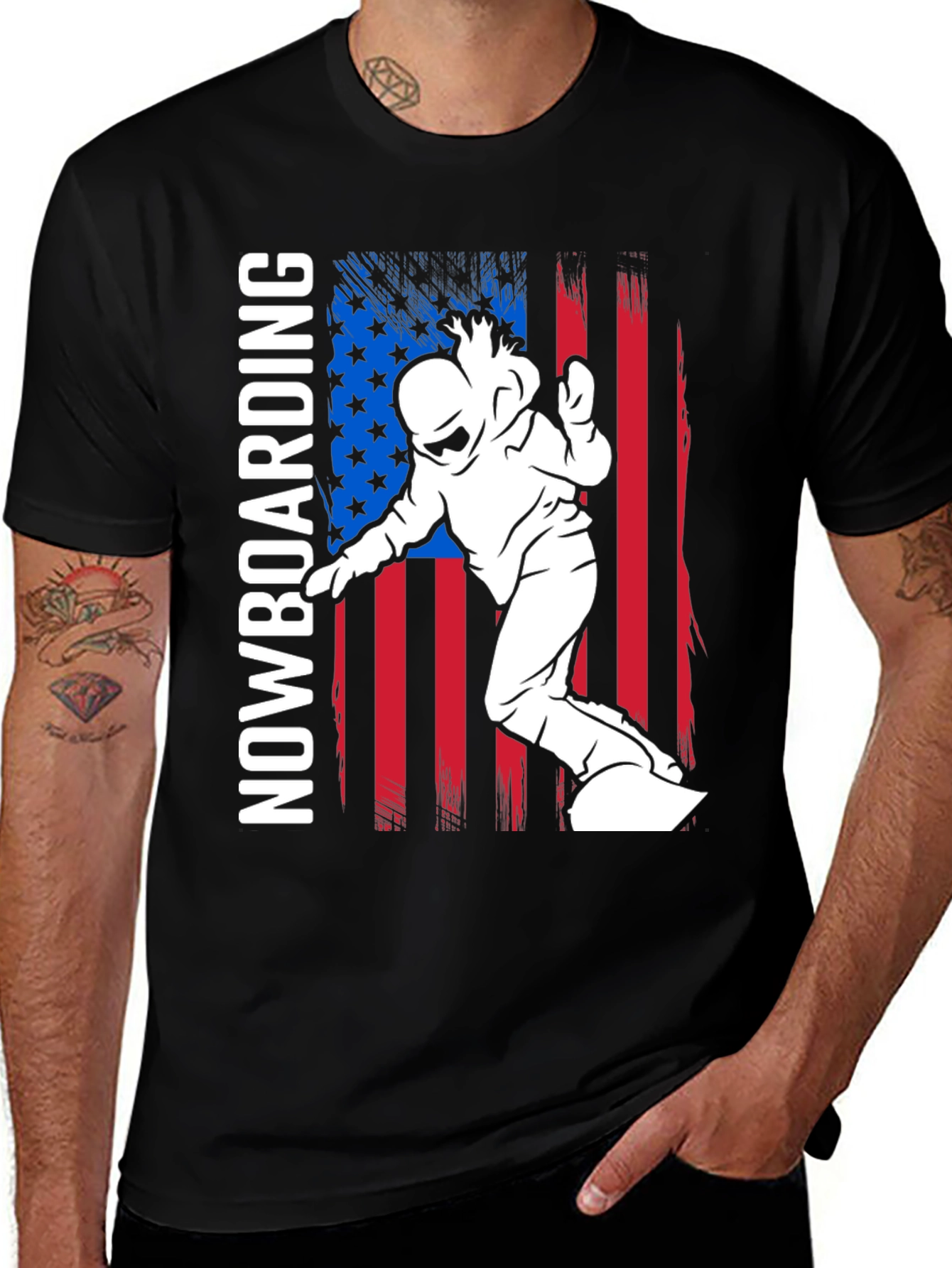 Variant 10 of Snowboarding USA Flag Graphic T-Shirt