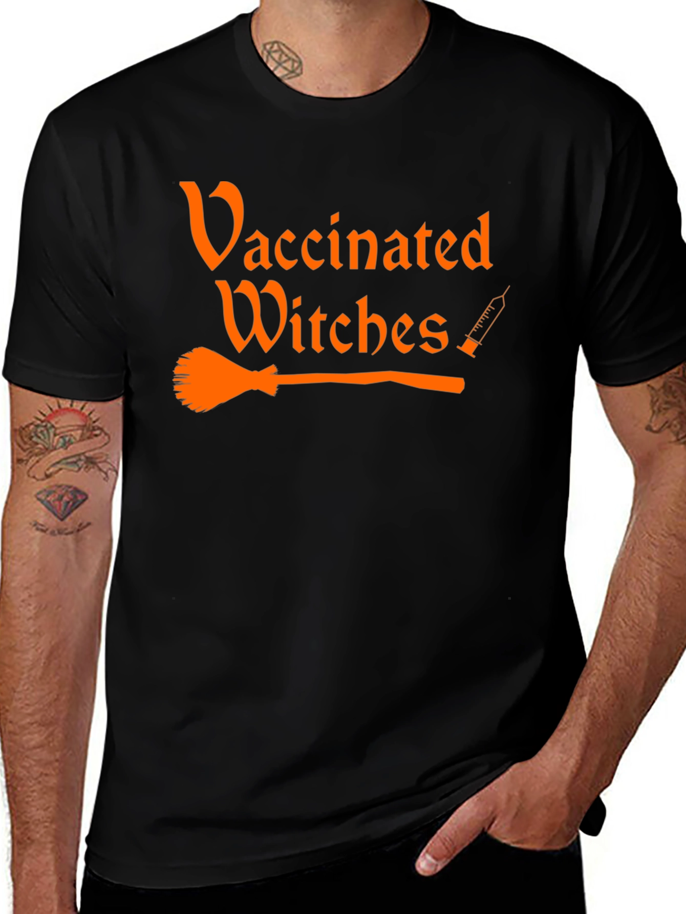 Vaccinated Witches Black Graphic T-Shirt