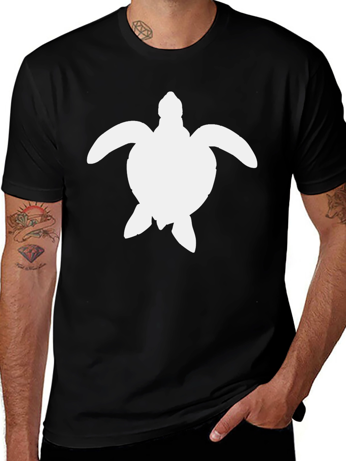 Variant 8 of Turtle Graphic Print Black T-Shirt