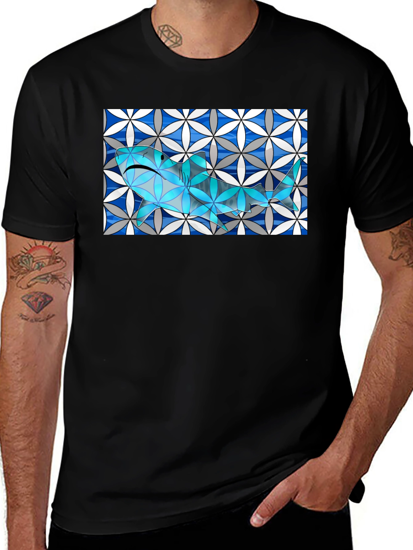 Variant 9 of Abstract Shark Graphic Tee - Stylish & Unique