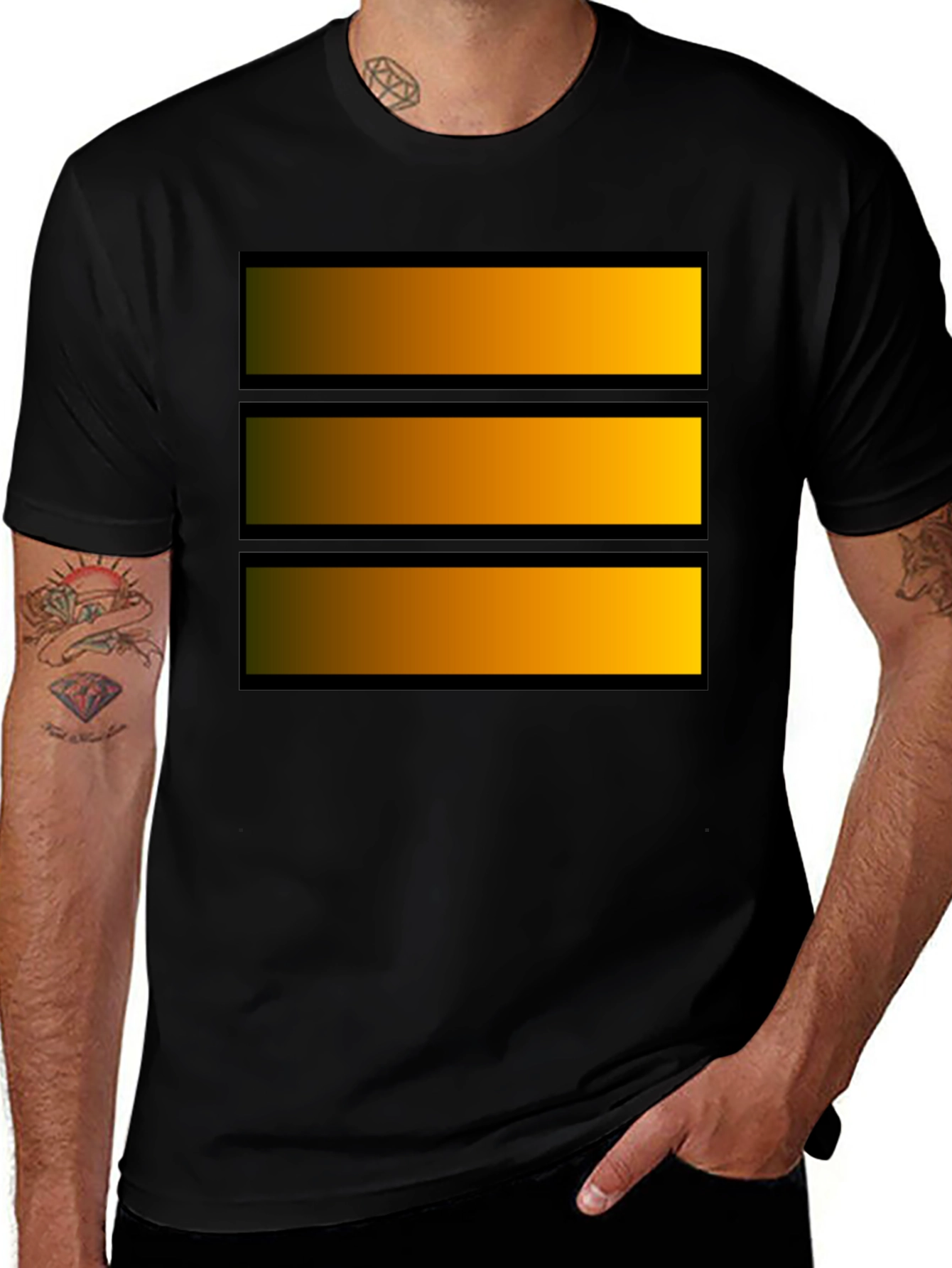 Variant 5 of Abstract Striped Graphic Print Black T-Shirt