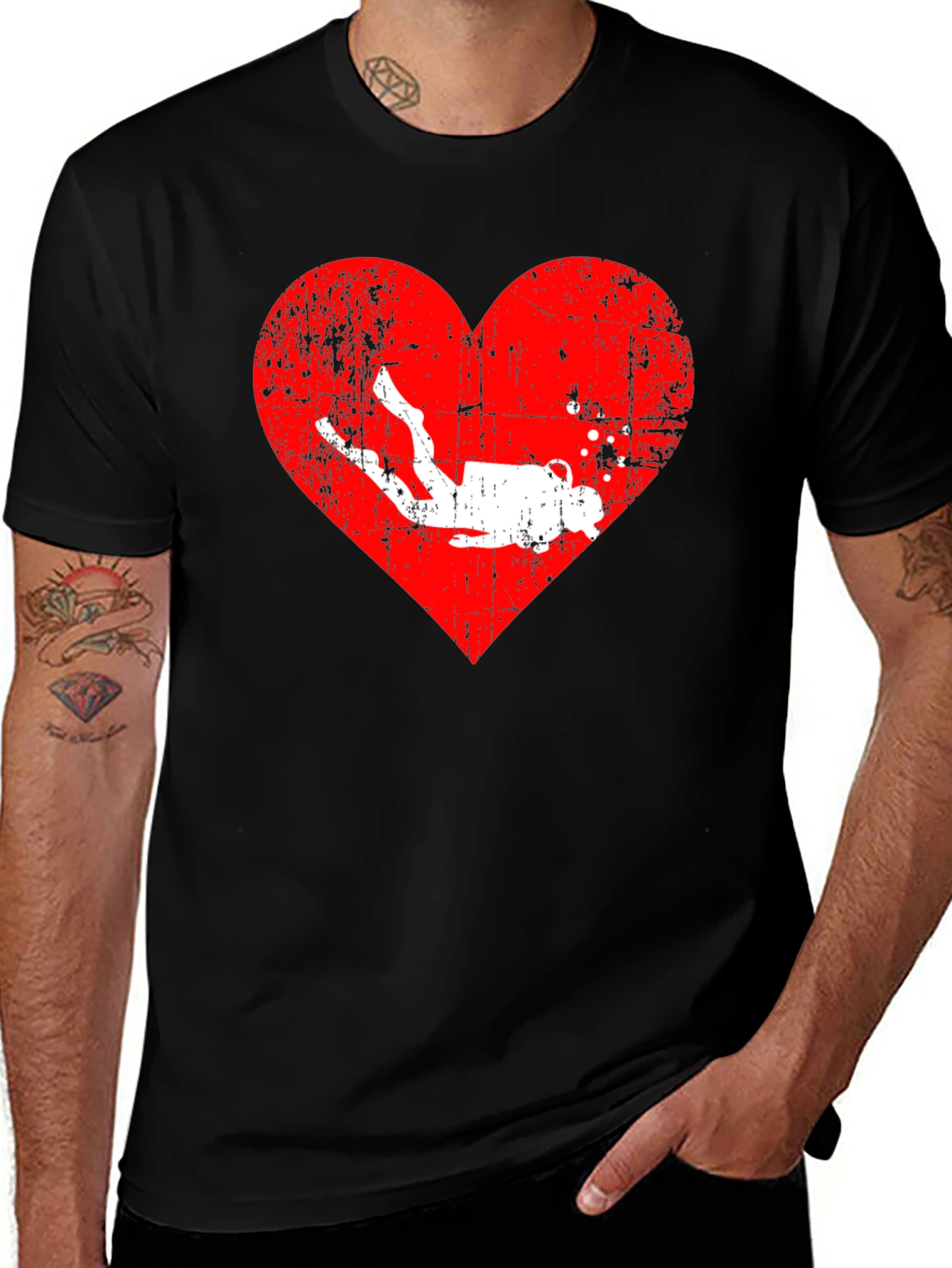 Diving Heart Graphic Tee - Scuba Diver Love Shirt
