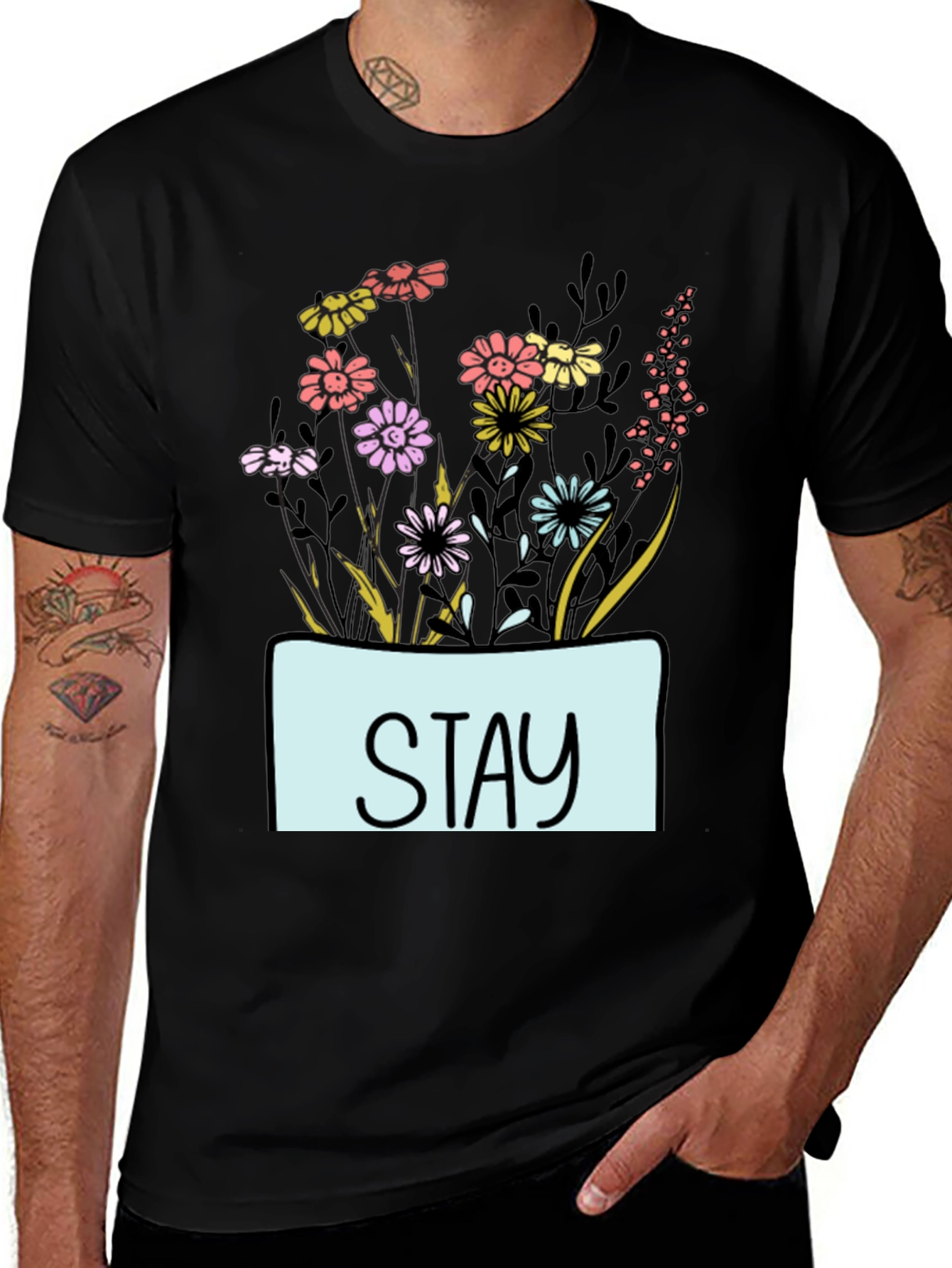 Variant 18 of Stay Floral Graphic T-Shirt - Unisex Casual Tee