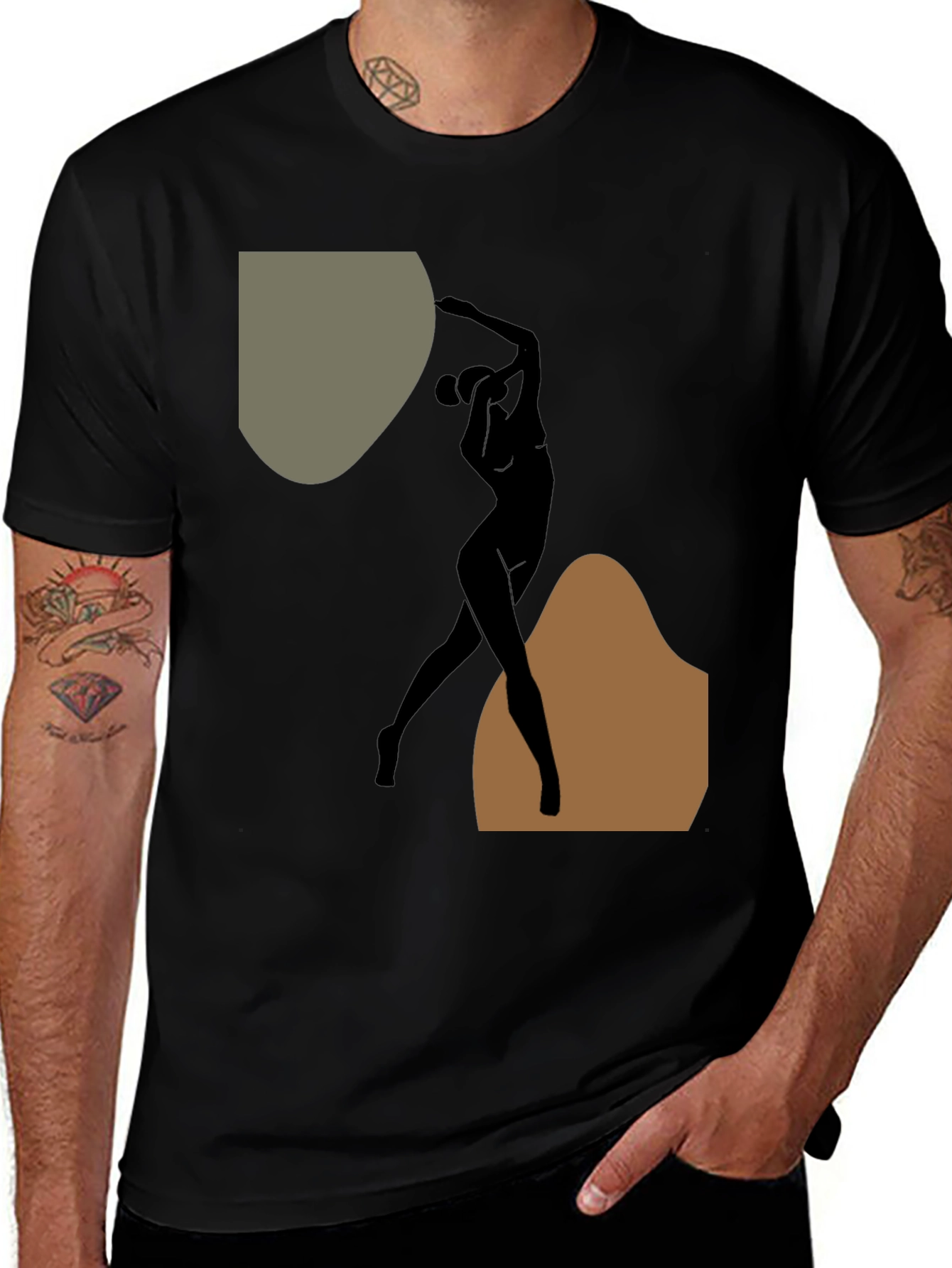 Variant 17 of Abstract Silhouette Graphic Black T-Shirt