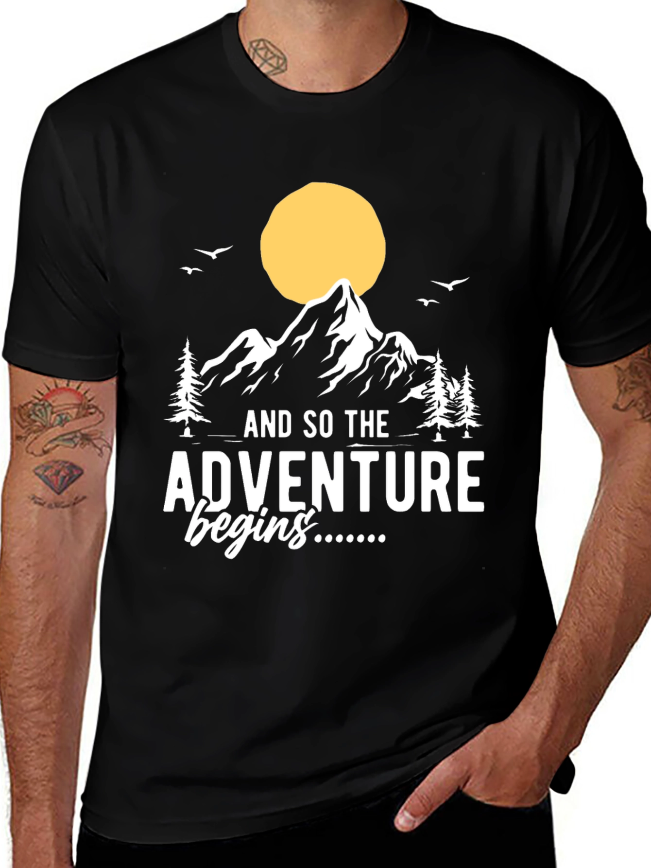 Variant 4 of Adventure Begins T-Shirt: Mountain Graphic Tee