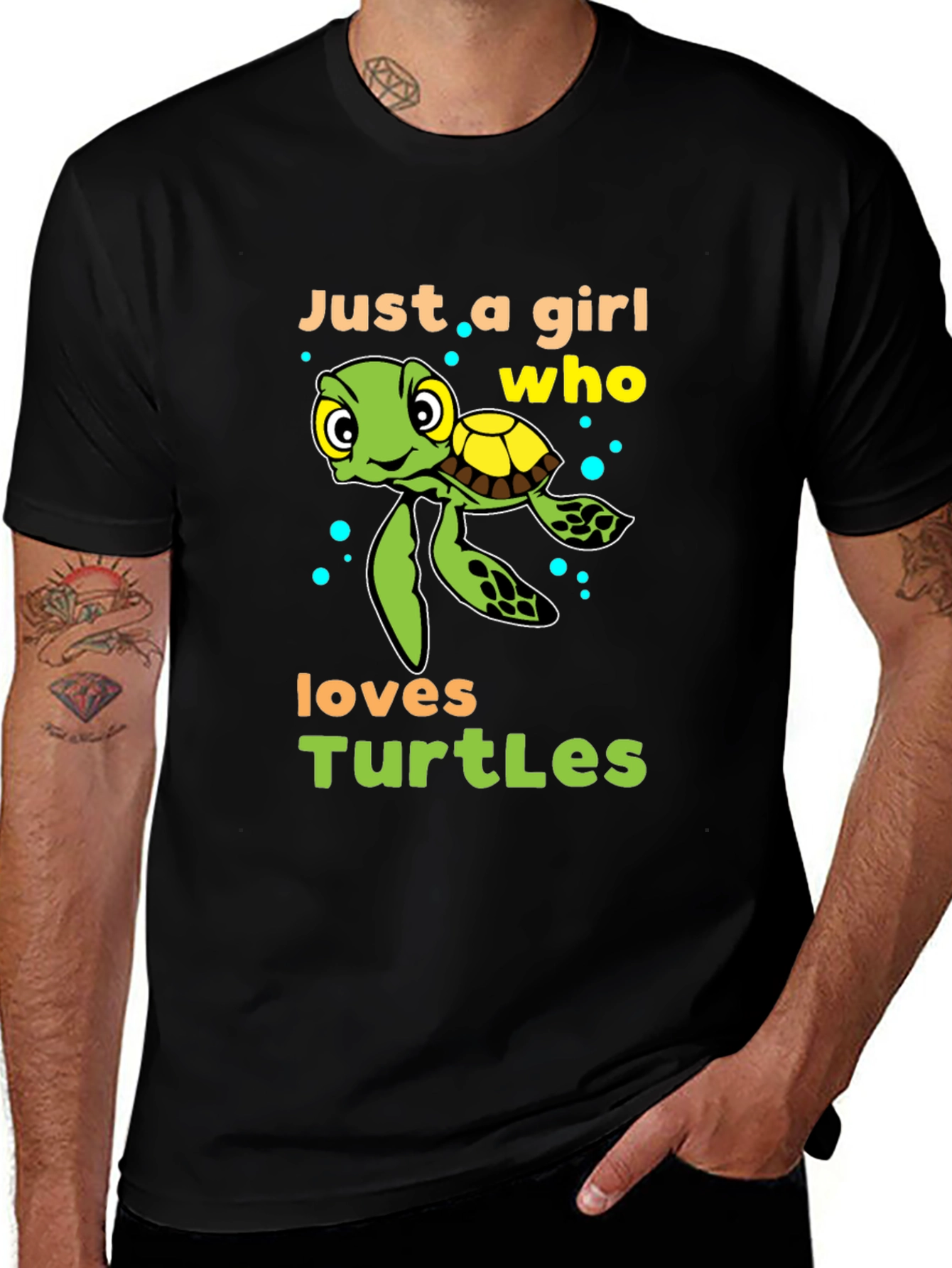 Variant 28 of Girl Who Loves Turtles T-Shirt - Cute Sea Turtle Design
