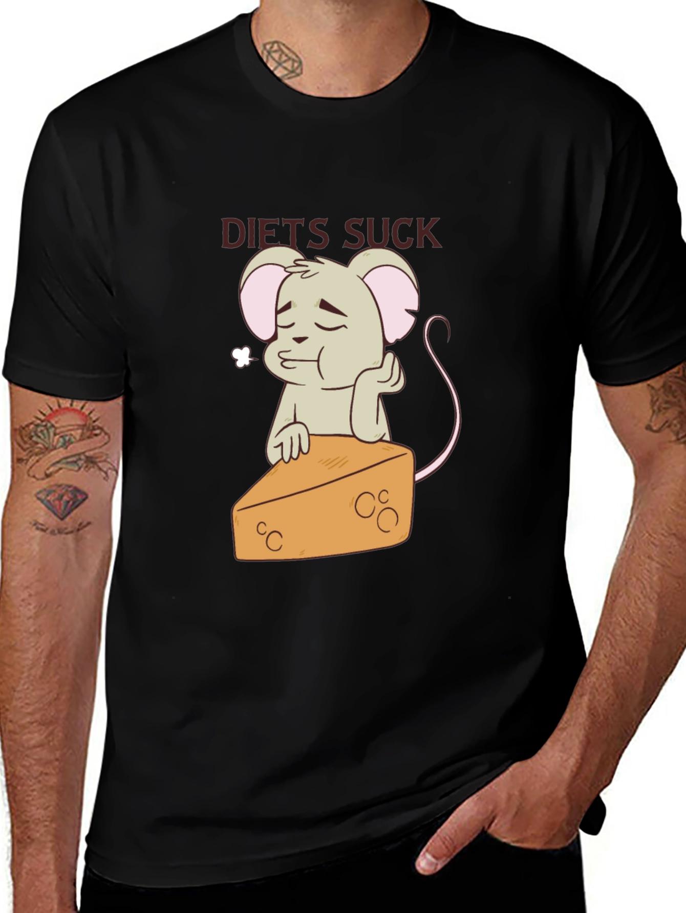 Variant 5 of Funny 'Diets Suck' Mouse & Cheese Graphic T-Shirt