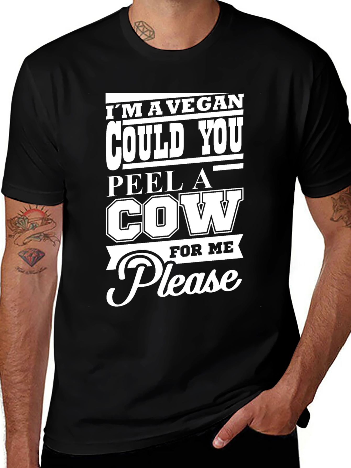 Variant 25 of Vegan Humor T-Shirt: Peel a Cow Please!