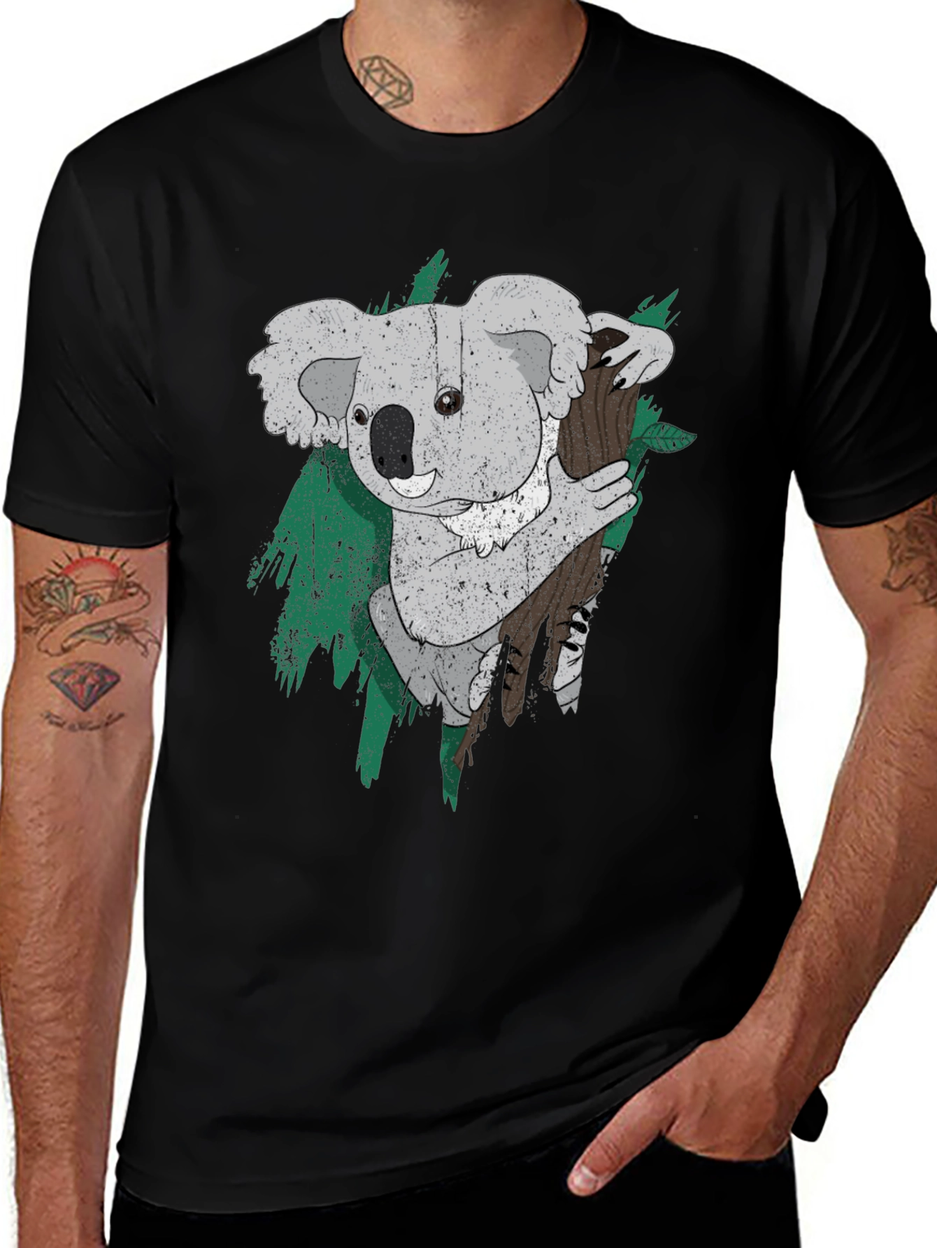 Variant 28 of Koala Bear Graphic Print Black T-Shirt