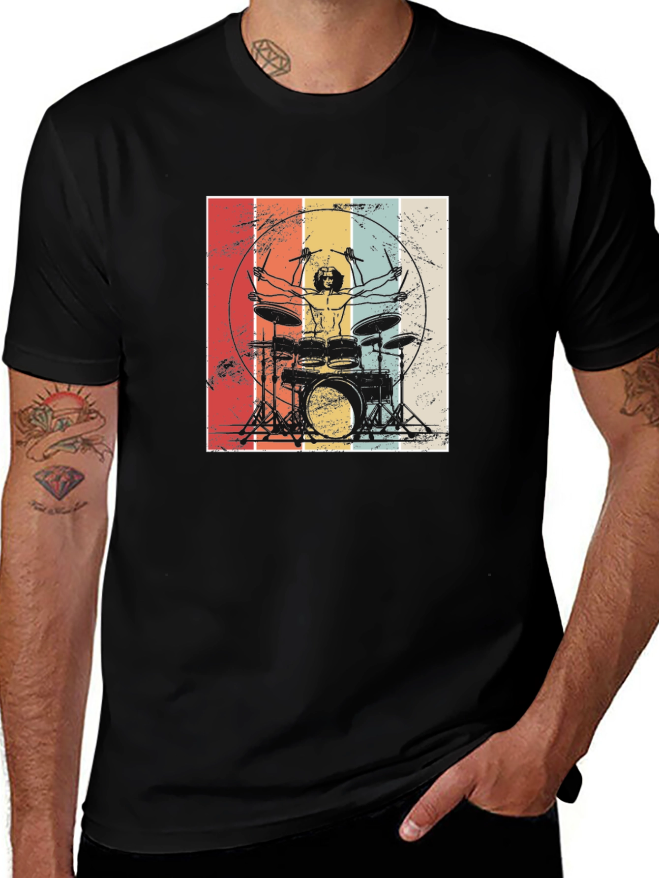 Variant 29 of Vintage Drummer T-Shirt - Music Lover Tee