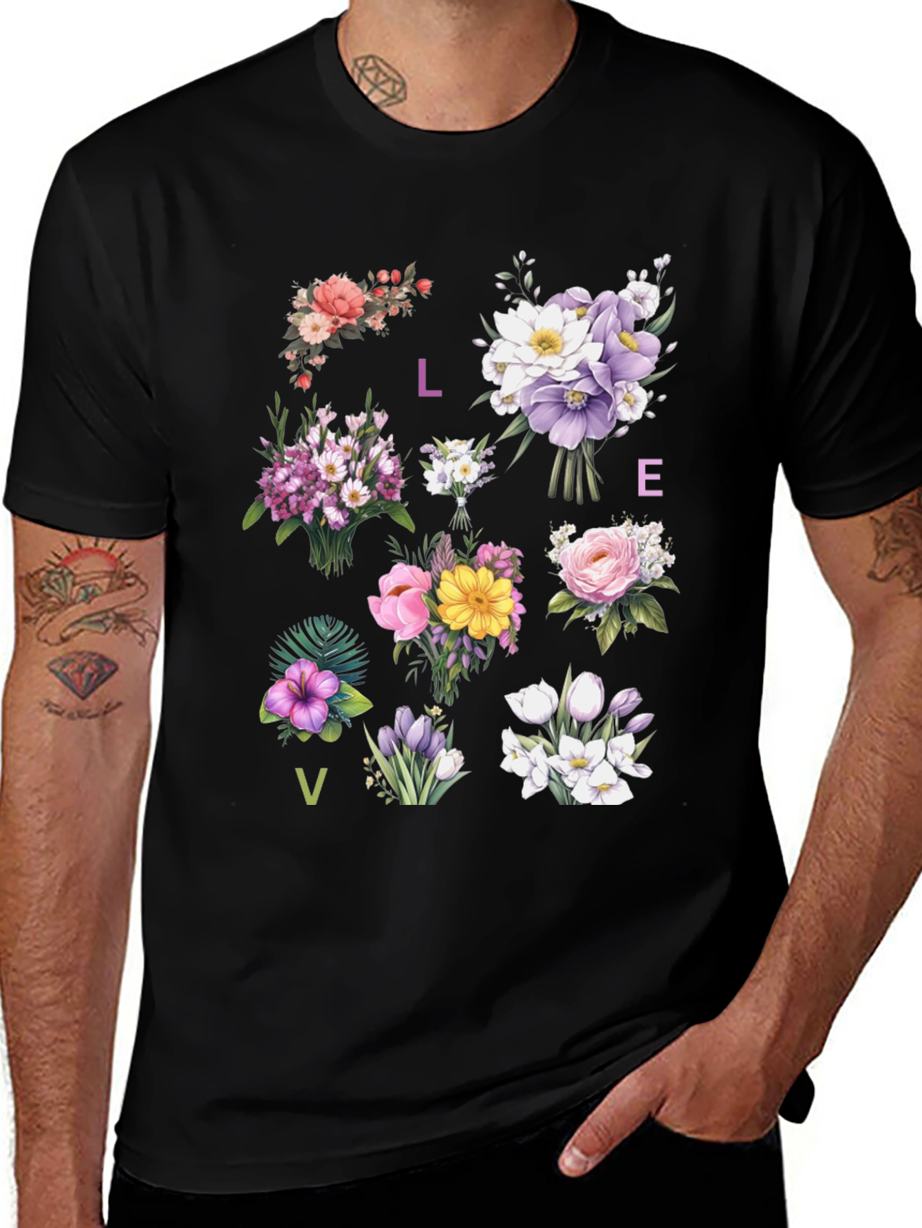 Variant 30 of Floral LOVE T-Shirt - Botanical Graphic Tee