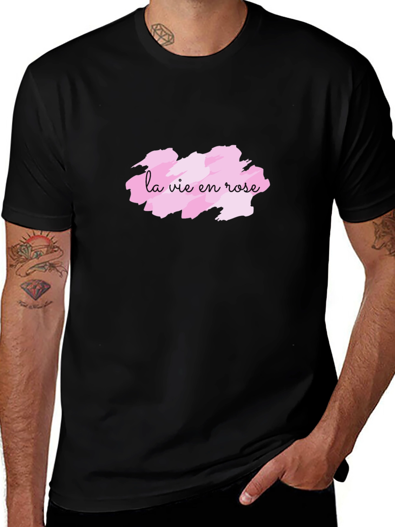 Variant 3 of La Vie En Rose Graphic Tee - Stylish Black Cotton T-Shirt