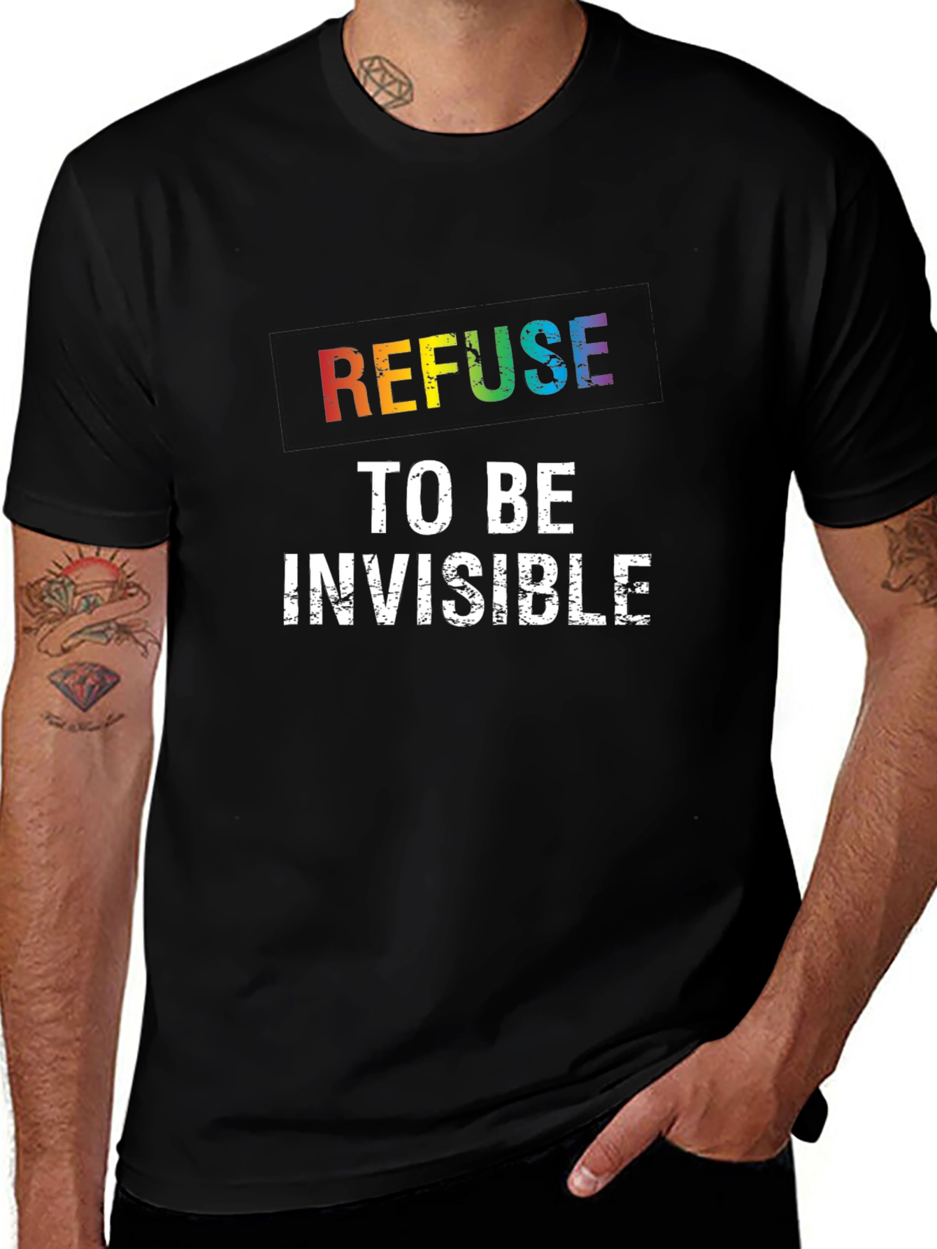 Refuse to be Invisible Rainbow Pride T-Shirt