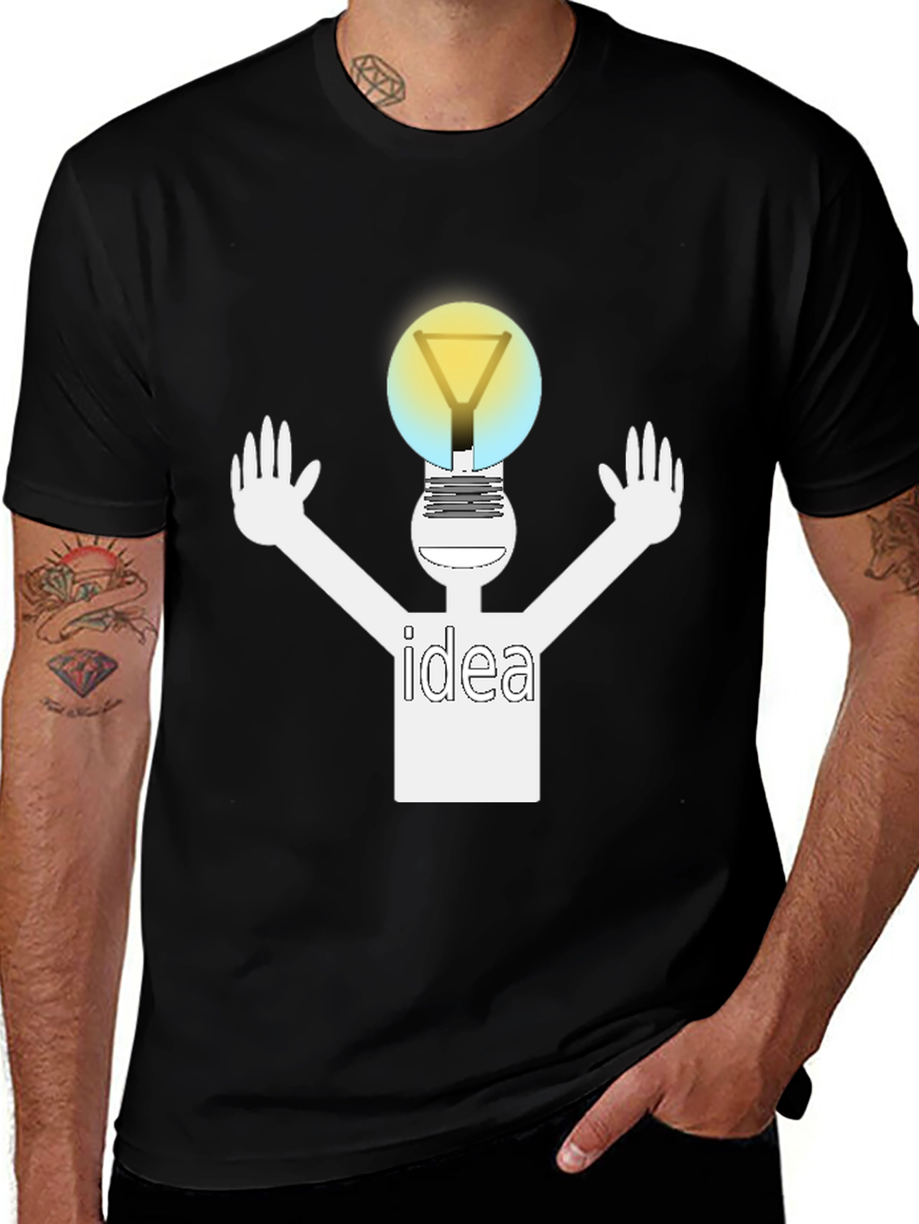 Variant 15 of Idea Lightbulb Graphic Tee - Black Cotton T-Shirt