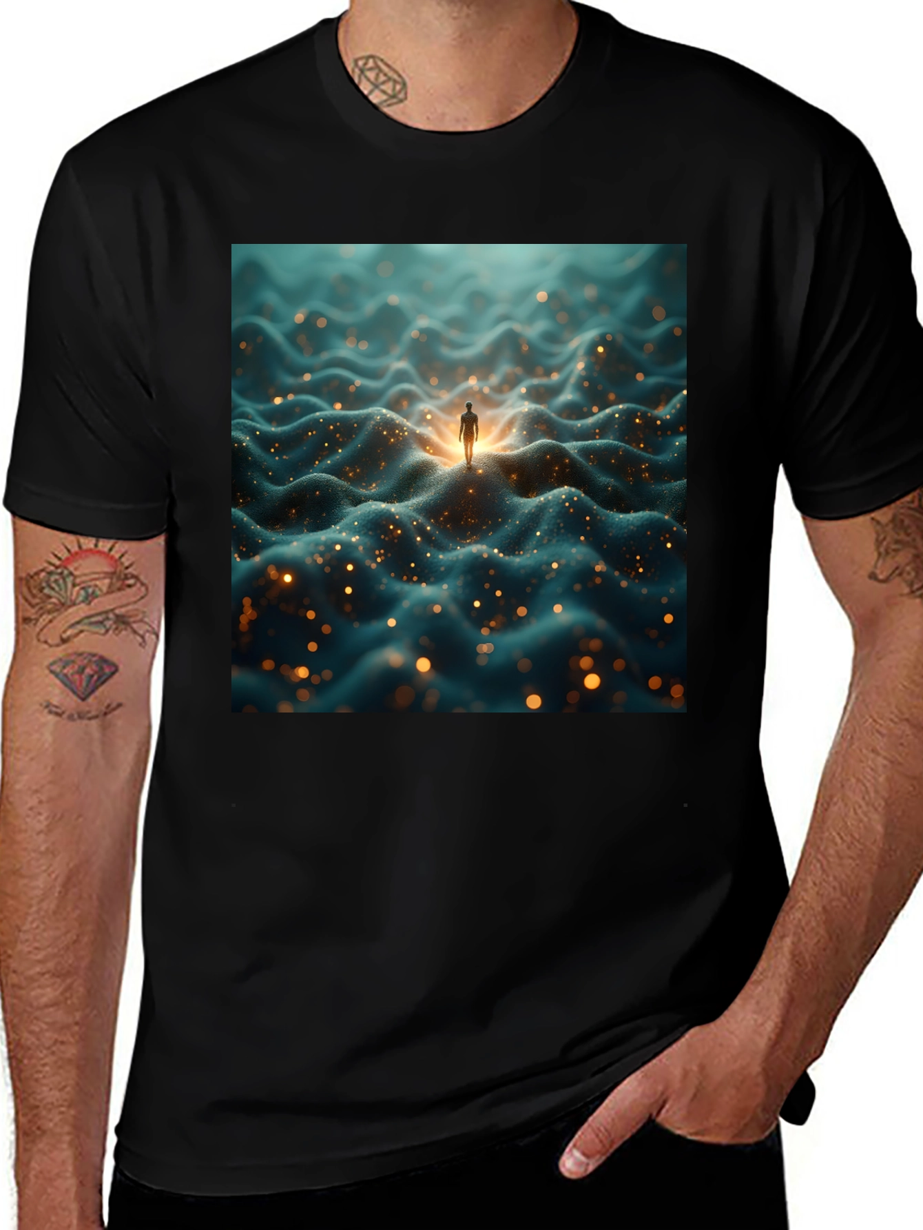 Variant 15 of Abstract Landscape Graphic Black T-Shirt