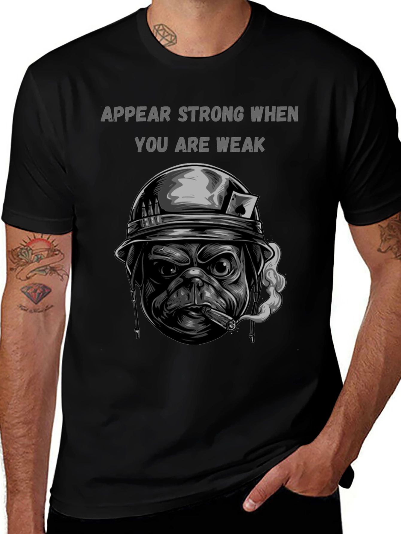 Pug Soldier Graphic Tee - Appear Strong