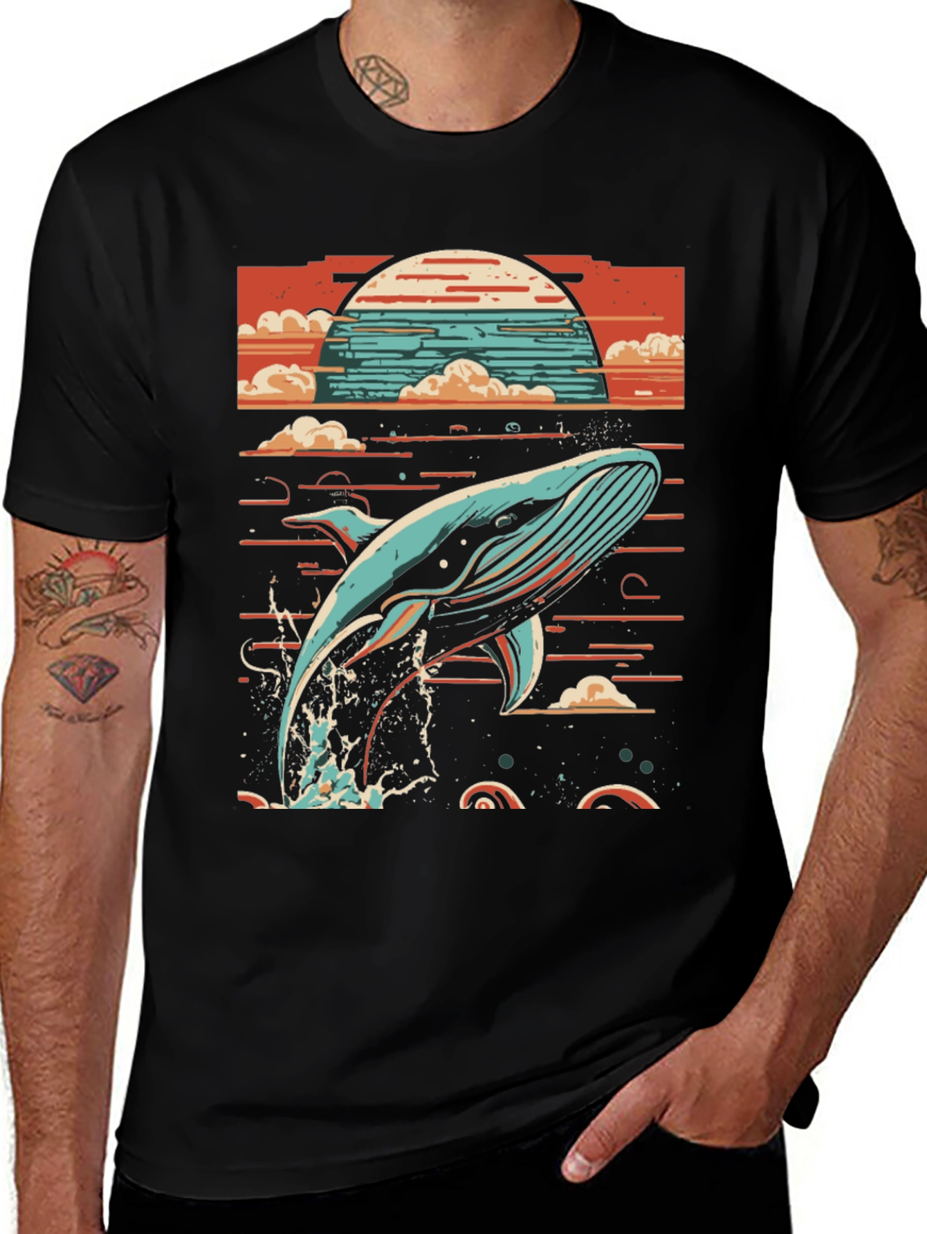 Whale Sunset Graphic Tee - Ocean Lover's T-Shirt