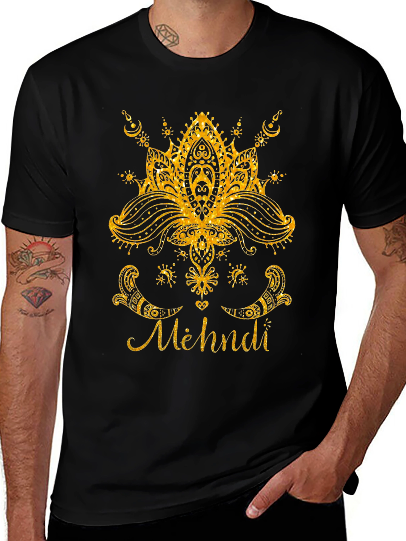 Mehndi Lotus Graphic Tee - Elegant Design, Comfortable Fit
