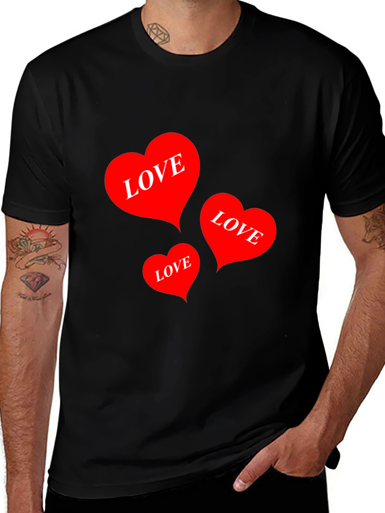 Variant 25 of Love Hearts T-Shirt - Black Cotton Valentine's Day Tee