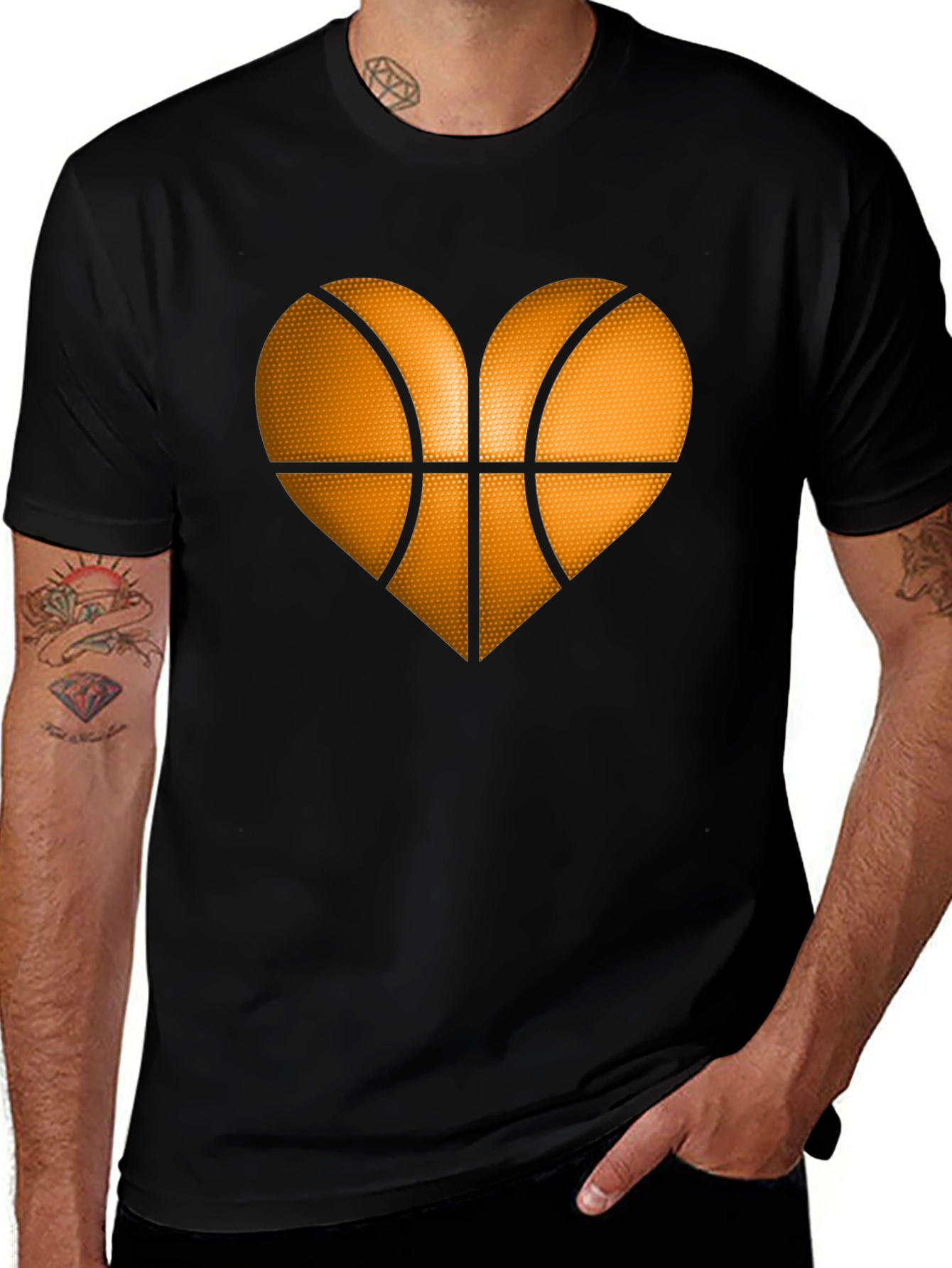 Variant 6 of Basketball Heart Graphic Tee - Black T-Shirt