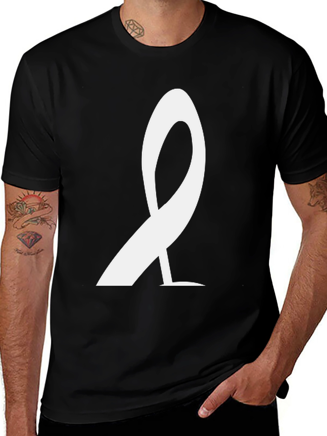 Variant 30 of Stylish Black T-Shirt with White Graphic Design