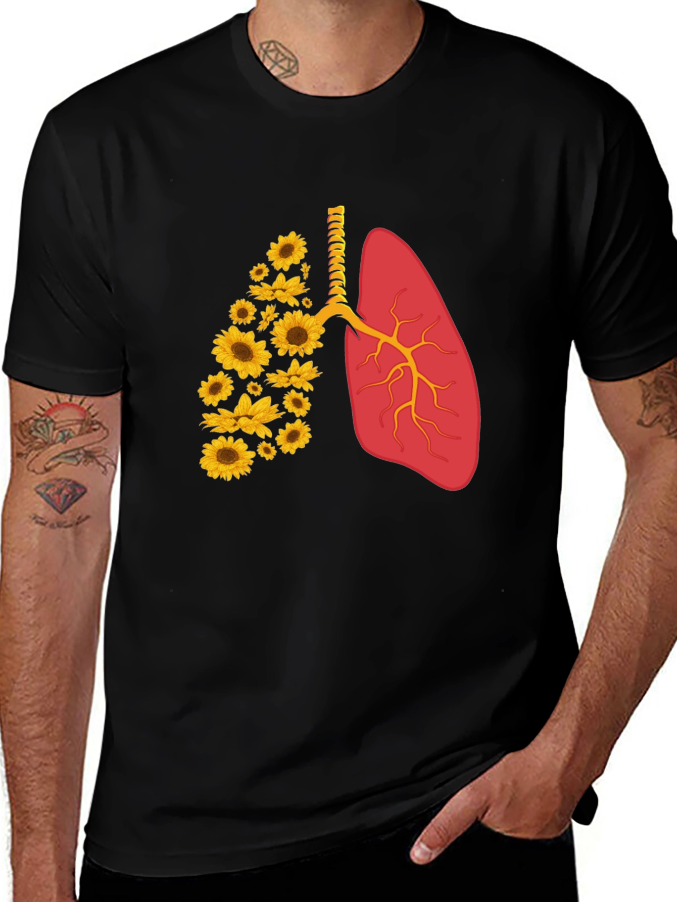 Sunflower Lungs Graphic Tee - Black Unisex T-Shirt