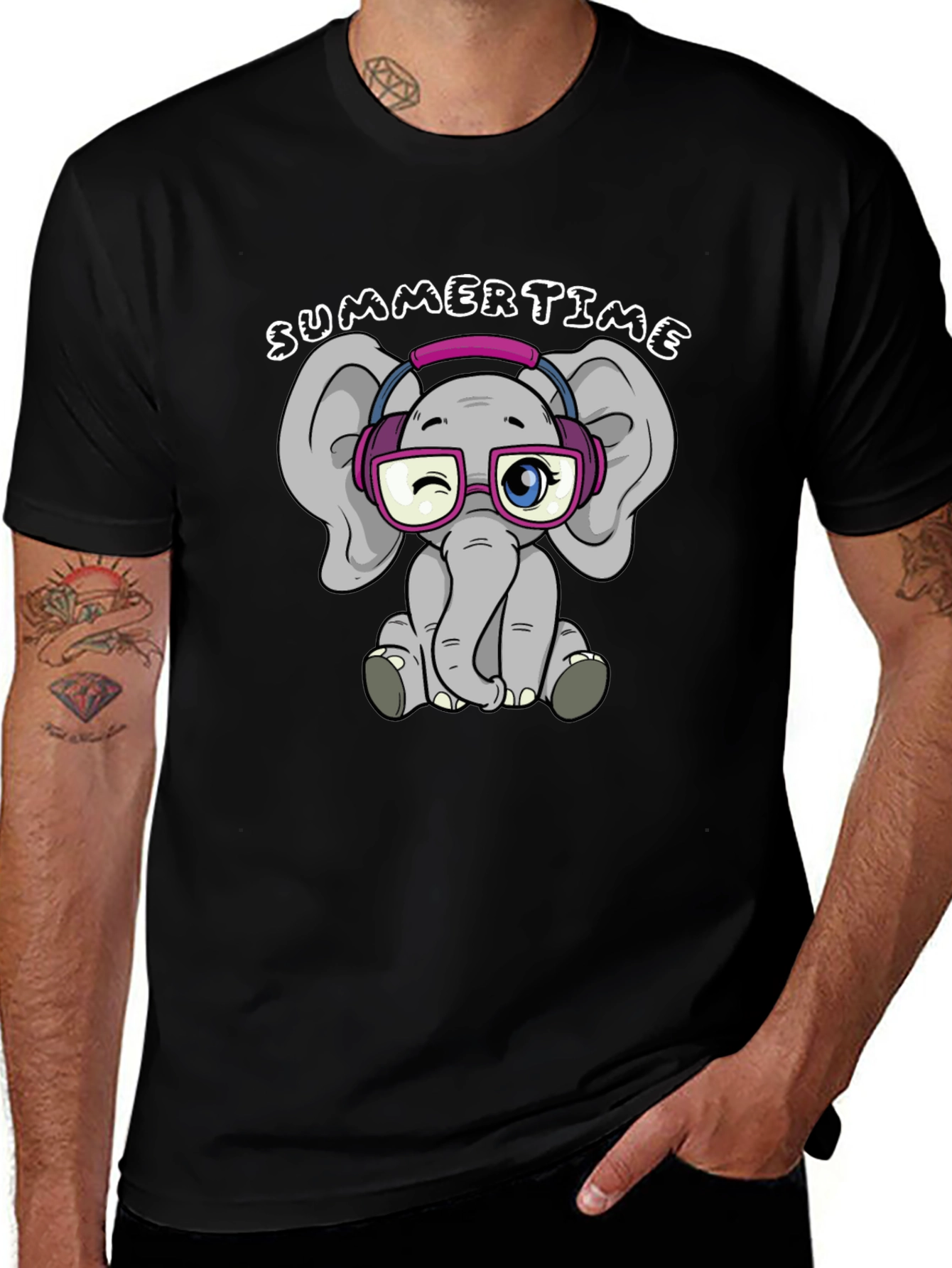 Variant 22 of Cute Elephant Graphic Tee - Summertime Fun