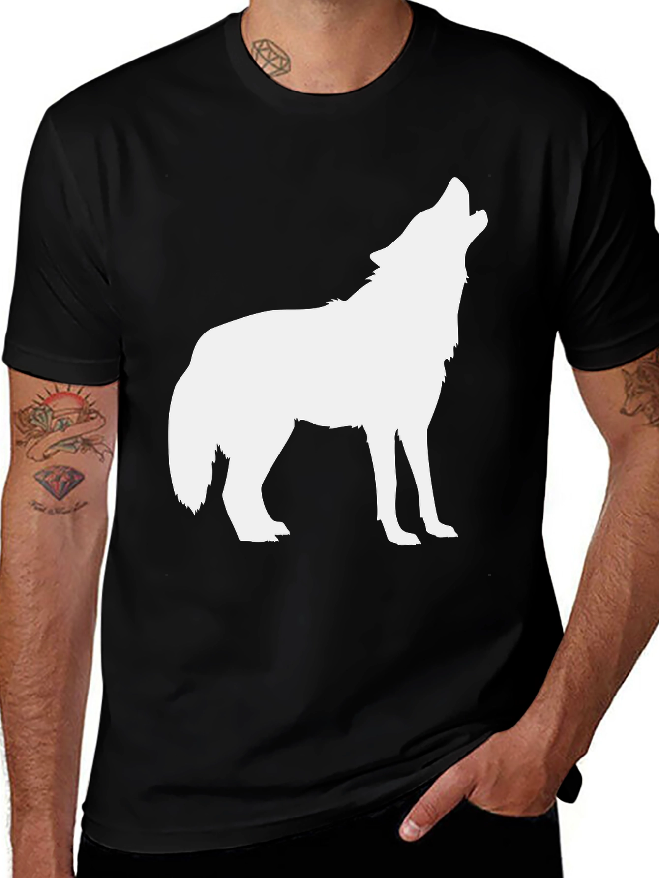 Variant 24 of Men's Black Wolf Graphic Tee
