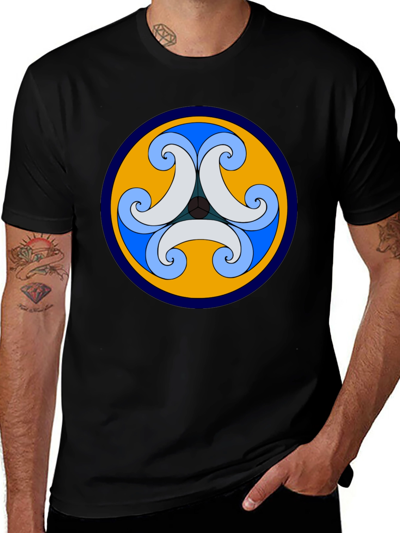 Variant 14 of Triskelion Graphic Tee - Stylish Men's Black T-Shirt