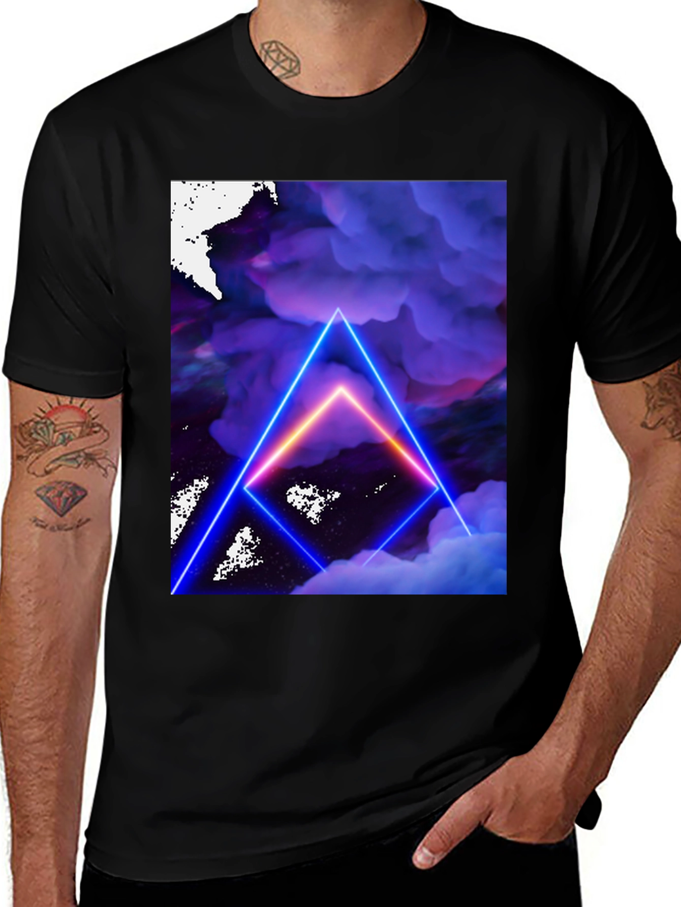 Variant 28 of Neon Triangle Cloudscape Graphic Tee