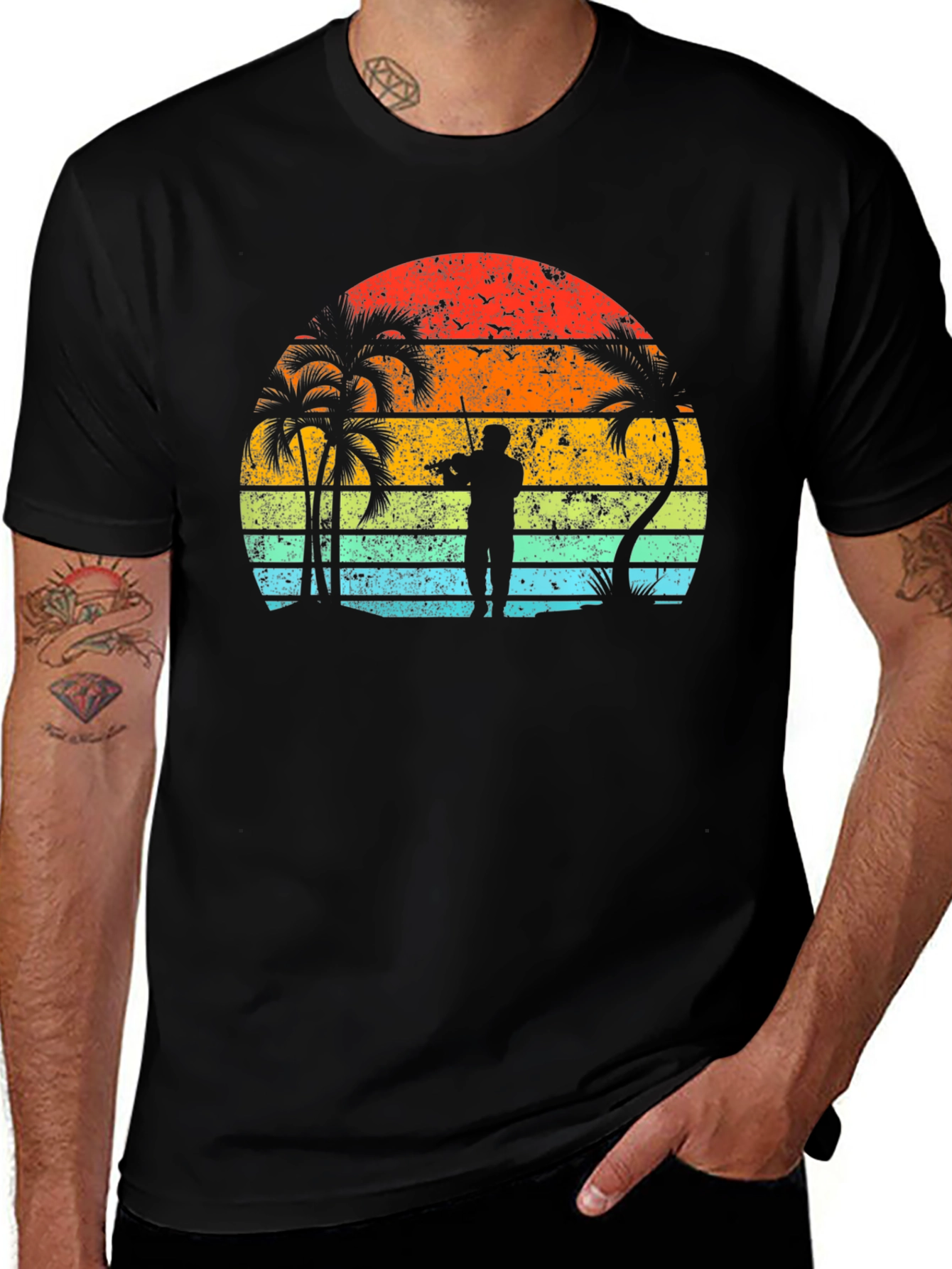 Variant 19 of Sunset Musician Black T-Shirt