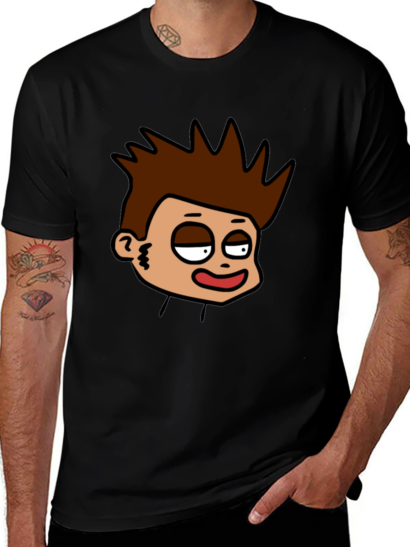 Variant 28 of Funny Cartoon Graphic Black T-Shirt