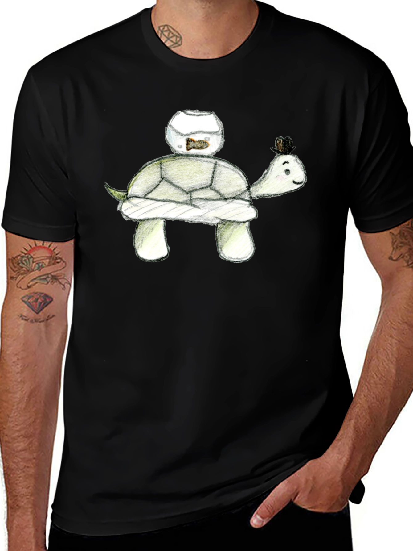 Variant 8 of Turtle with Fishbowl T-Shirt