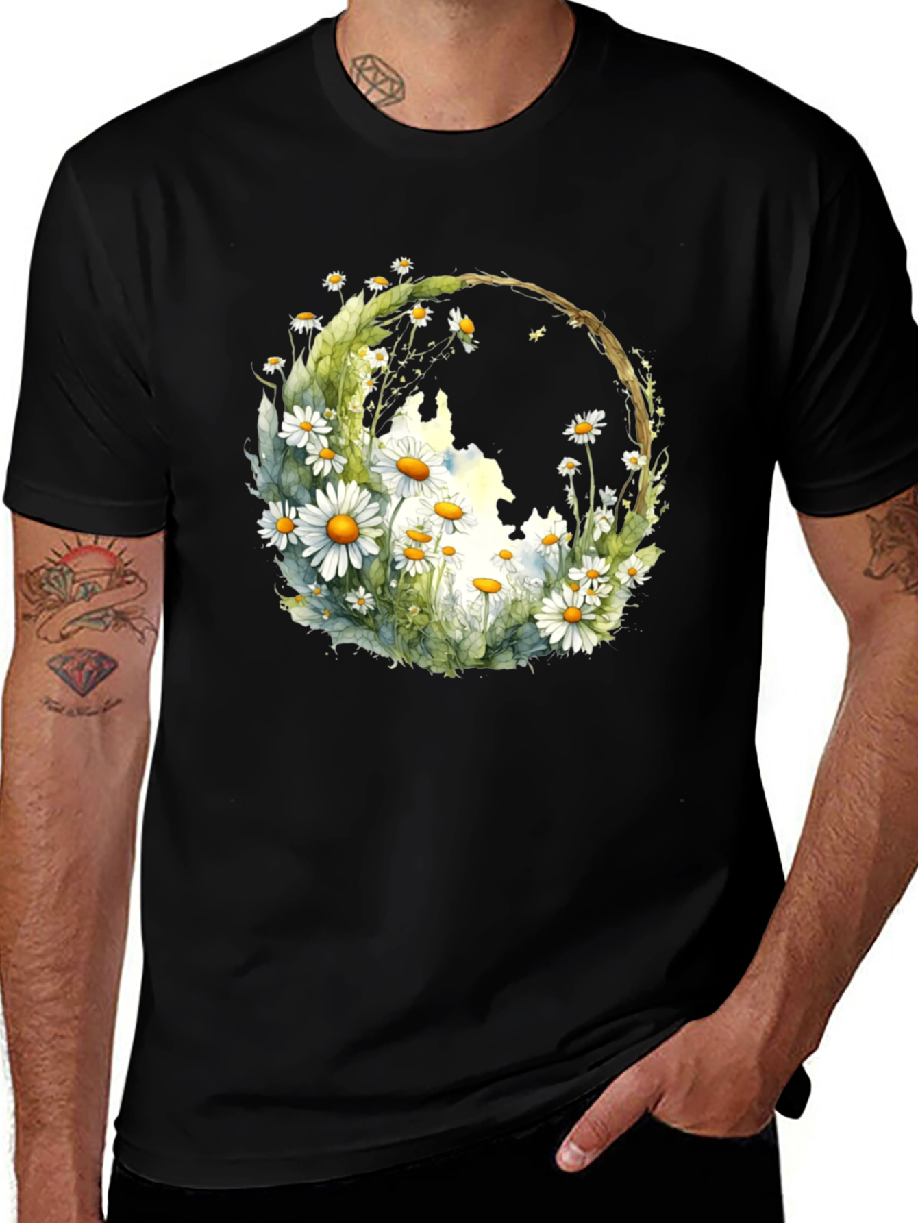 Variant 12 of Daisy Circle Graphic Tee - Nature Lover's T-Shirt