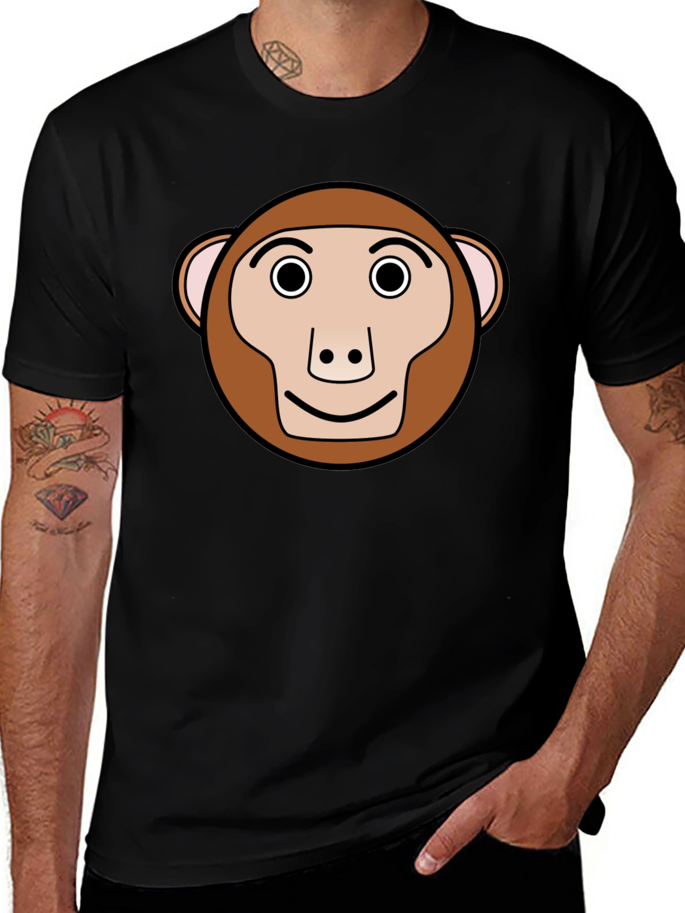 Variant 19 of Monkey Graphic Black T-Shirt - Fun & Casual Tee