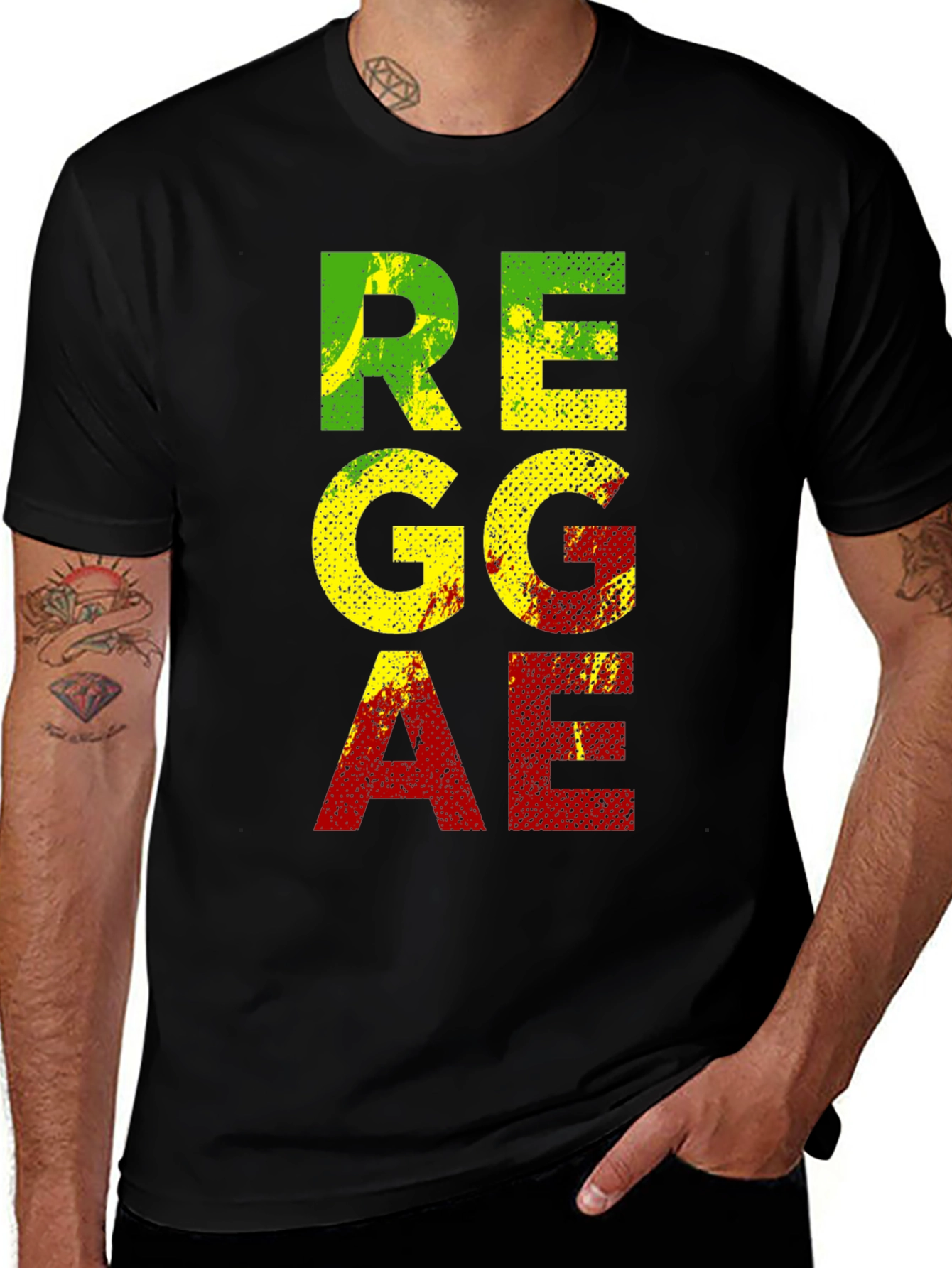 Variant 5 of Reggae Graphic T-Shirt - Black Cotton Tee