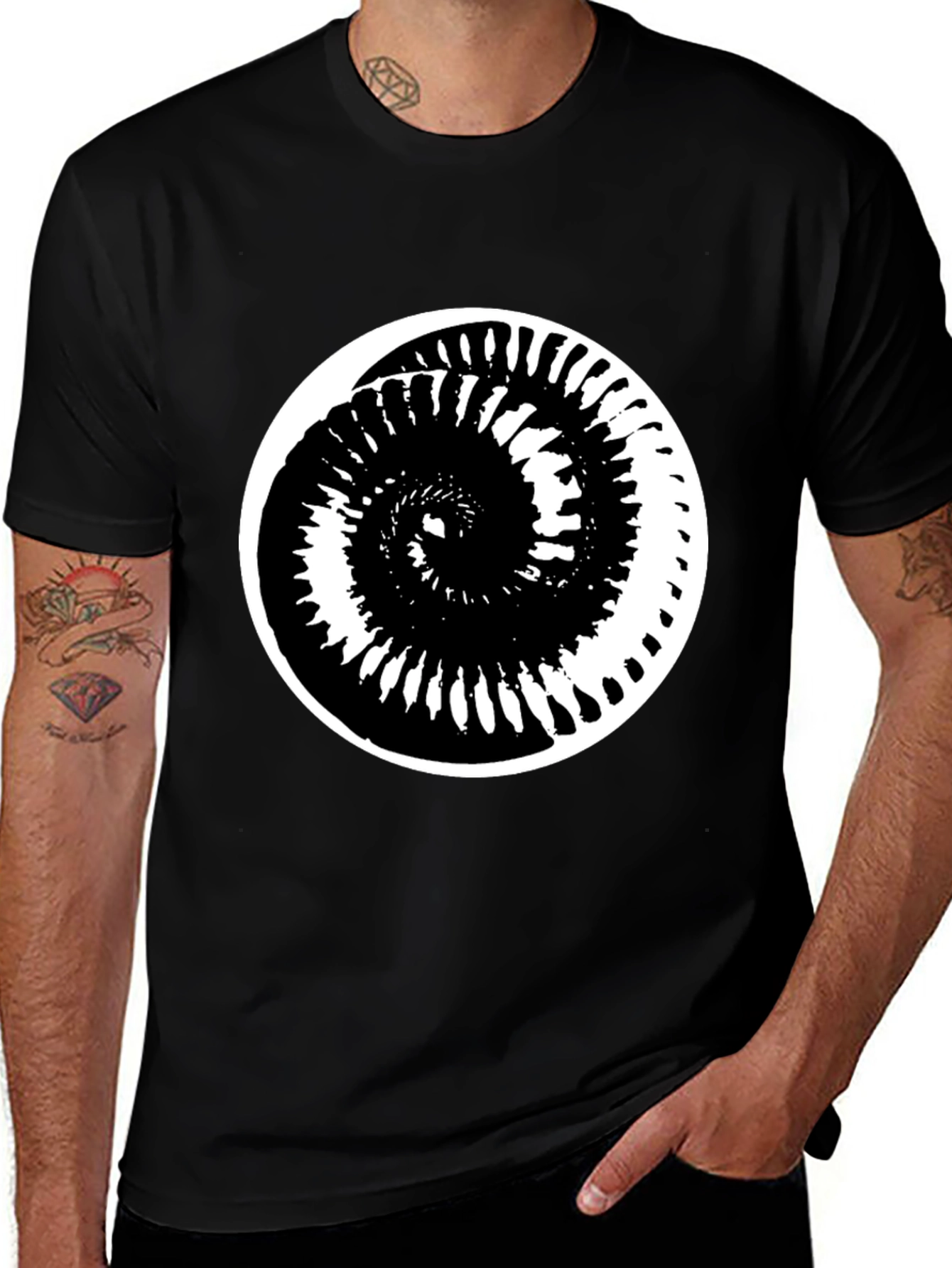 Variant 23 of Spiral Graphic Black T-Shirt