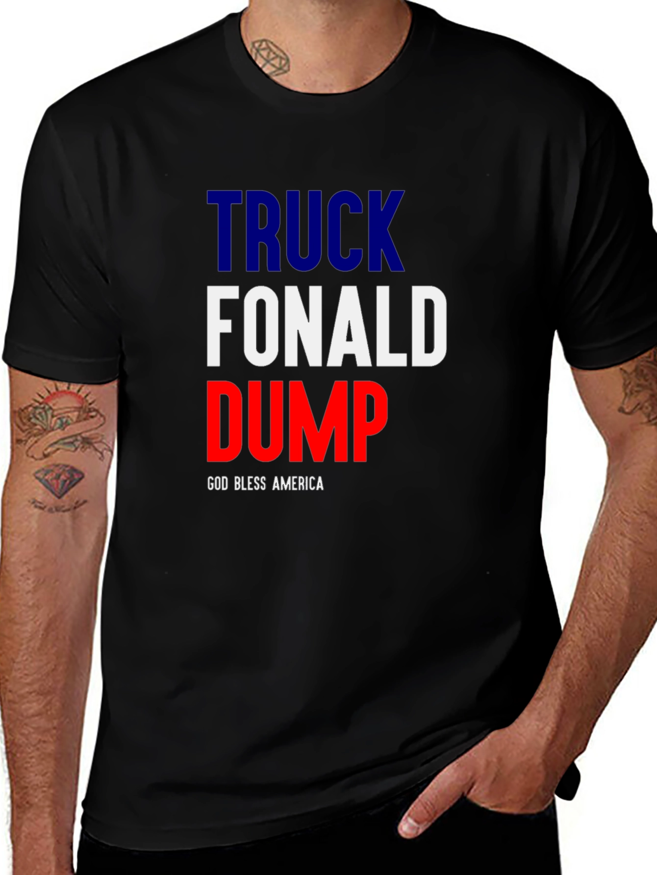 Variant 12 of Truck Fonald Dump T-Shirt - God Bless America