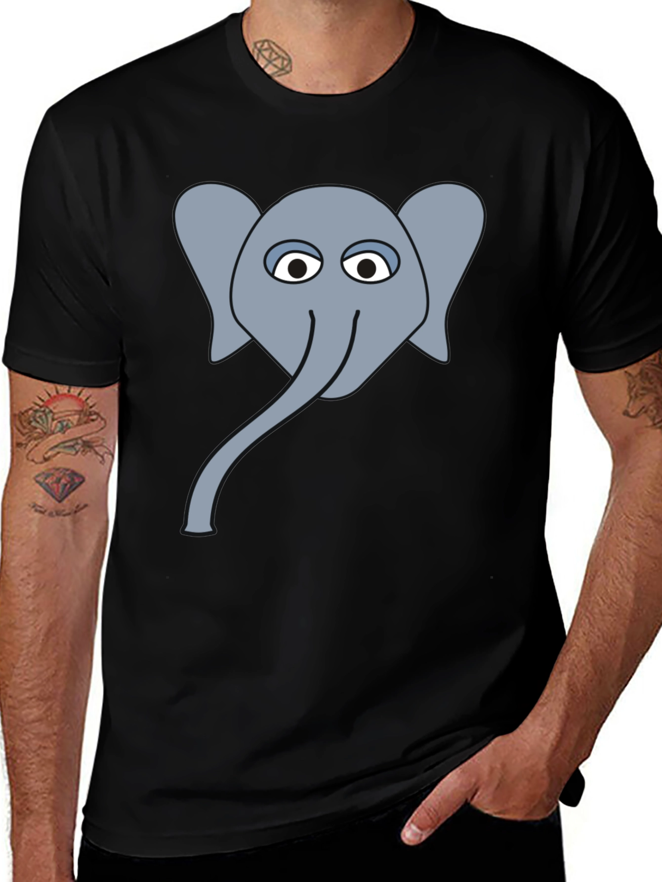 Variant 20 of Elephant Graphic Tee - Men's Black T-Shirt