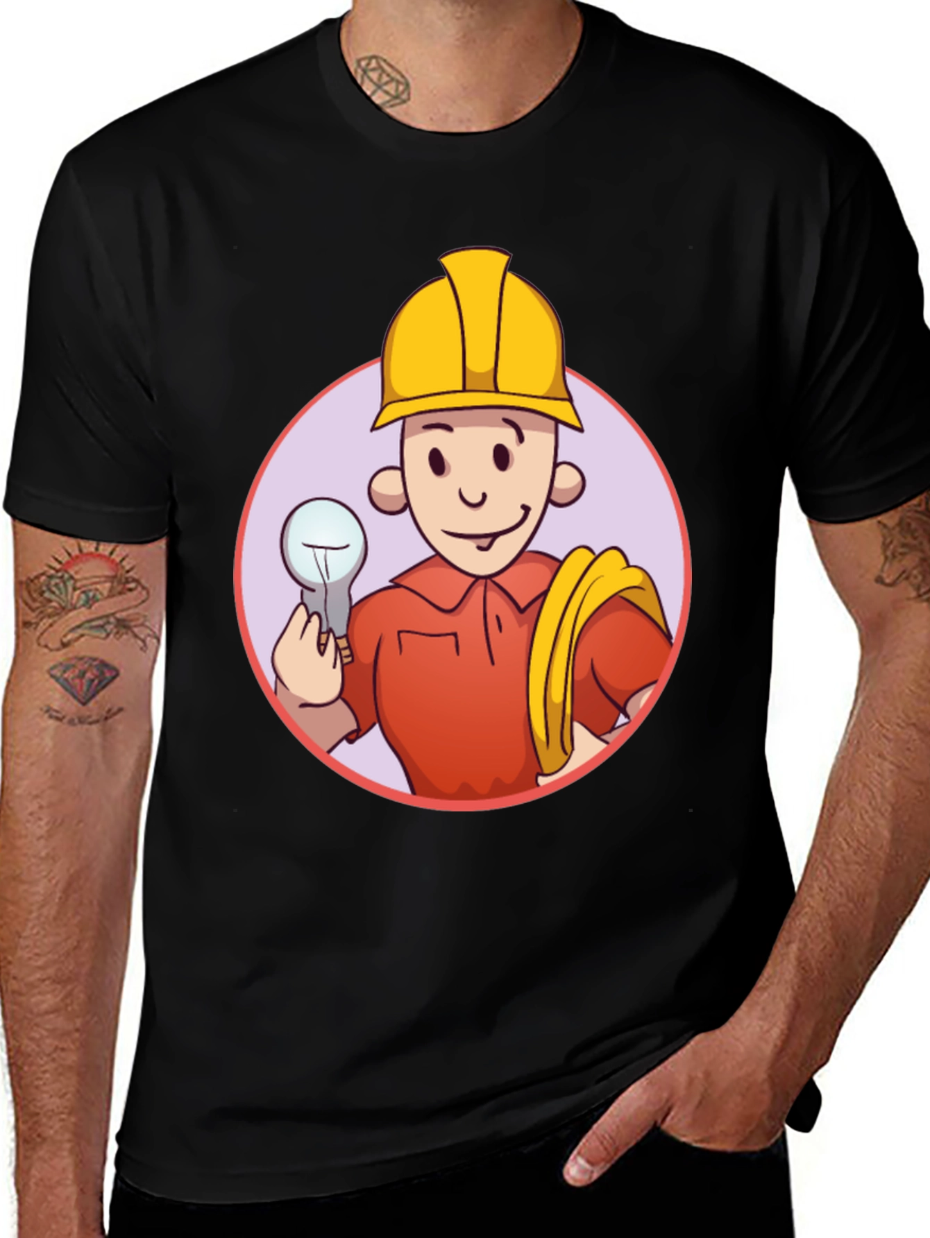 Variant 26 of Electrician Cartoon Graphic T-Shirt